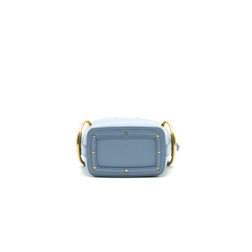 CHLOE ROY BUCKET LEATHER CROSS BODY BAG LIGHT BLUE