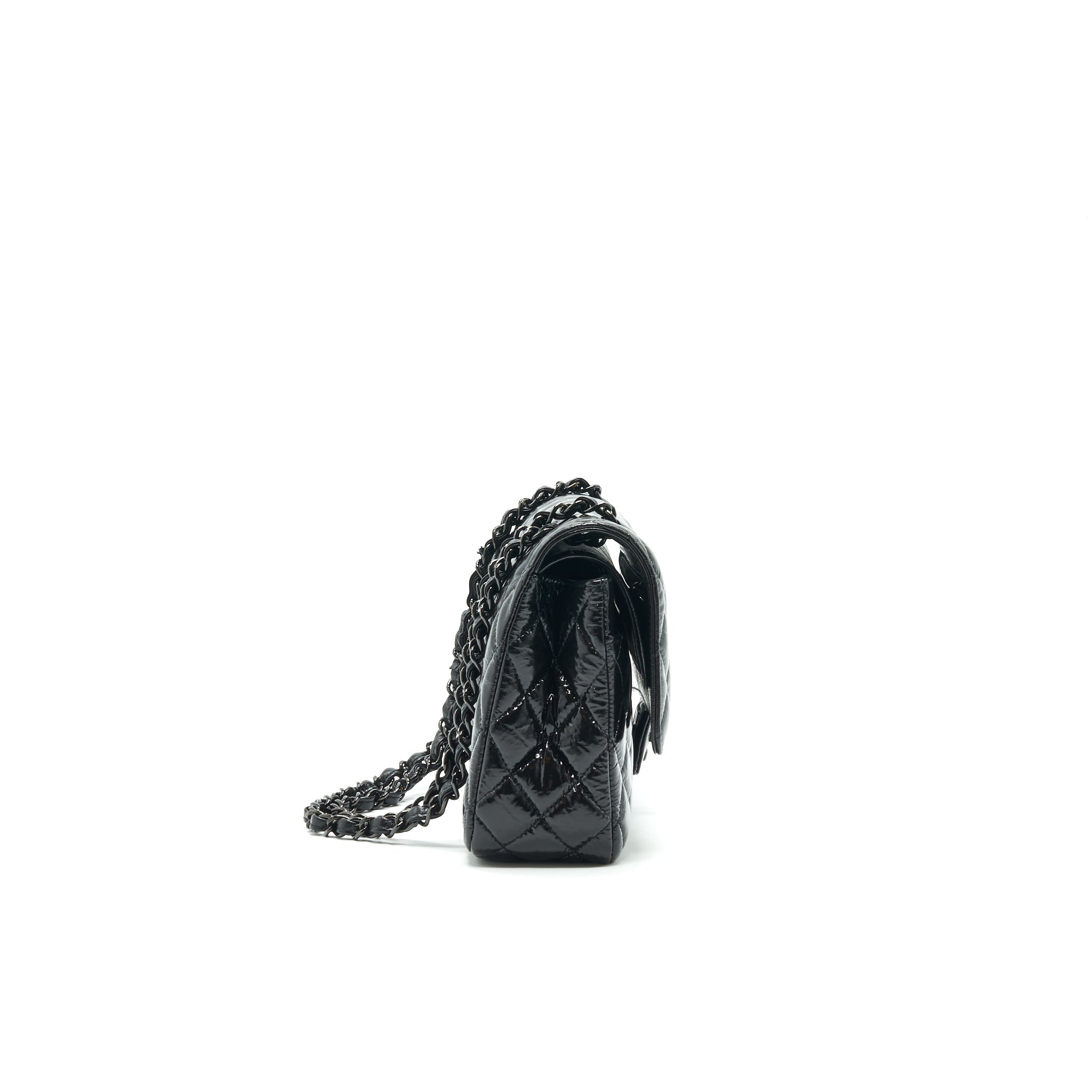 CHANEL MEDIUM CLASSIC DOUBLE FLAP BAG SHINY CRUMPLED CALFSKIN