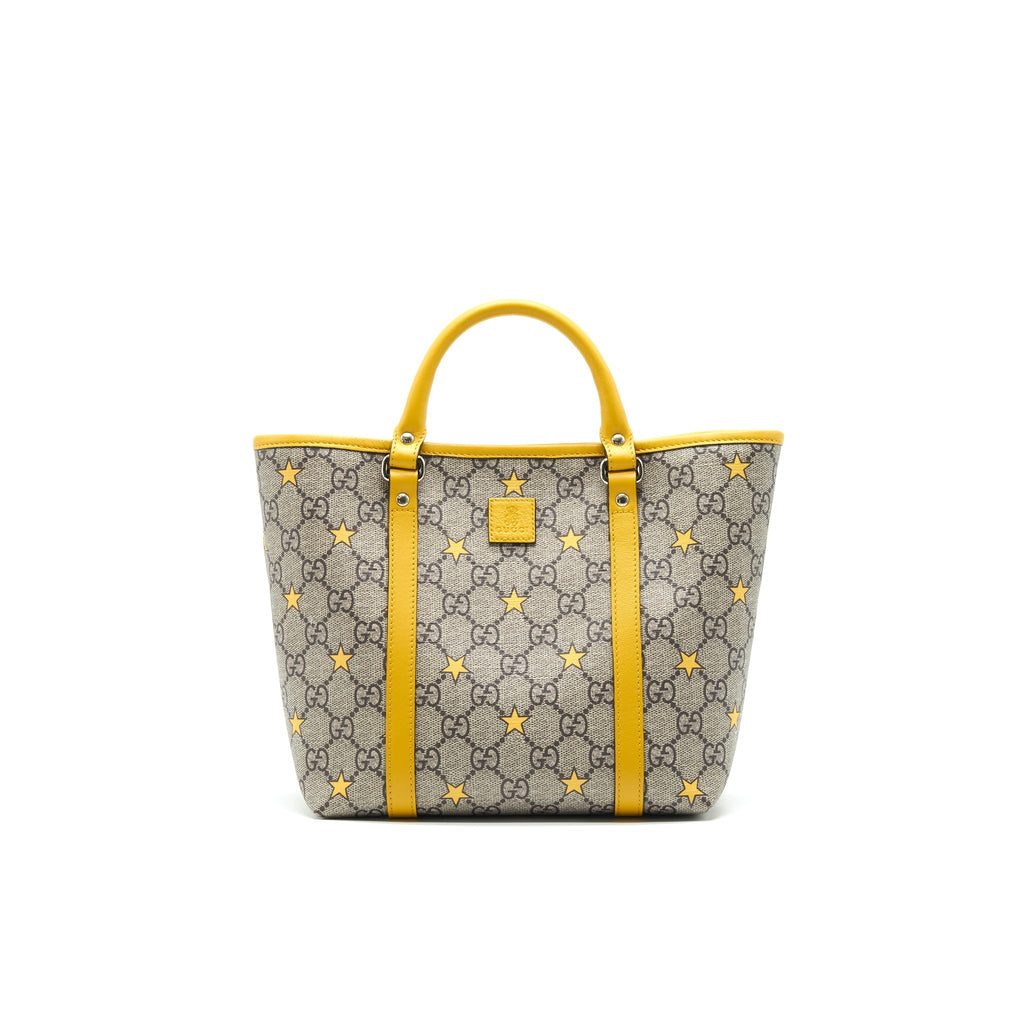 GUCCI KID'S GG SUPREME TOTE BAG YELLOW STAR