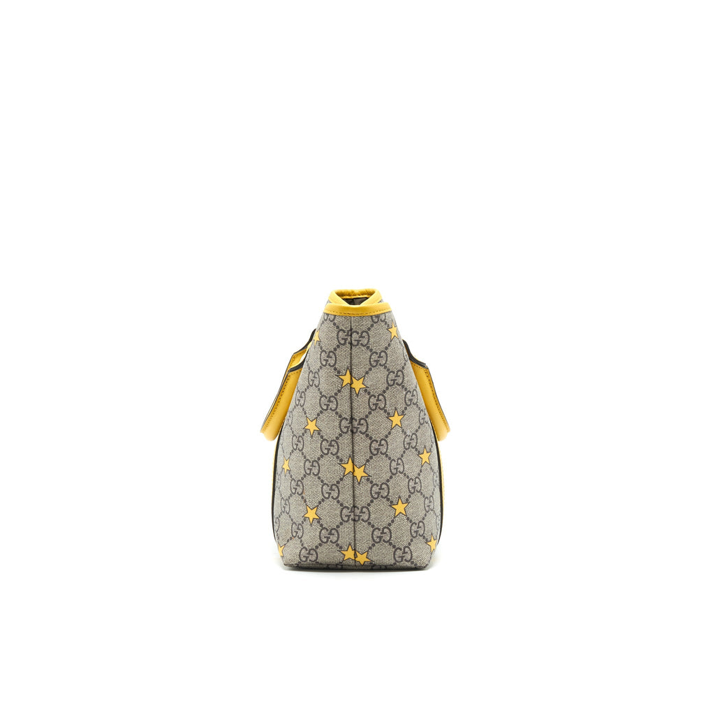 GUCCI KID'S GG SUPREME TOTE BAG YELLOW STAR