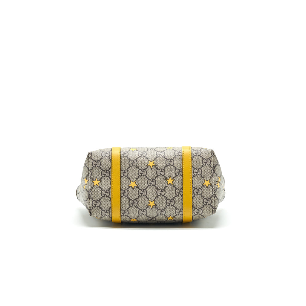 GUCCI KID'S GG SUPREME TOTE BAG YELLOW STAR