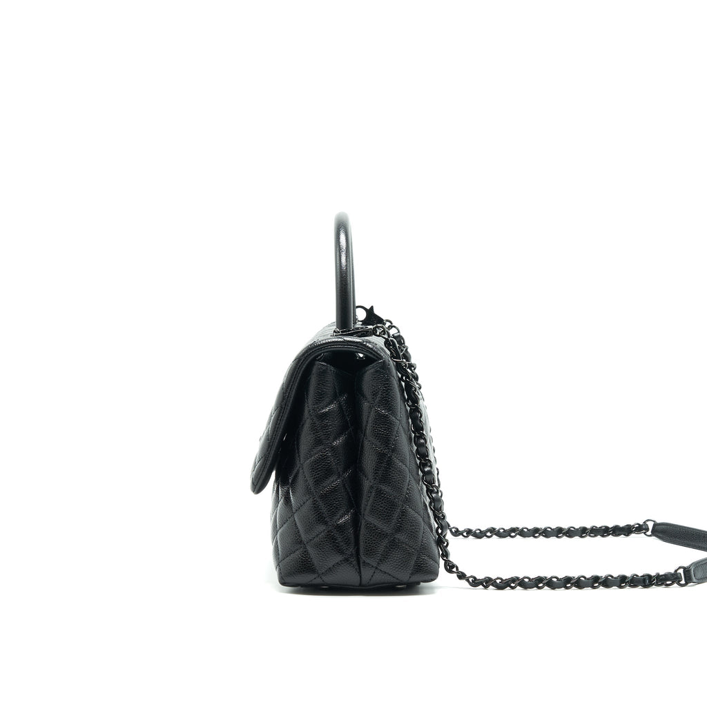 CHANEL COCO HANDLE SMALL FLAP BAG GRAINED CALFSKIN & BLACK METAL