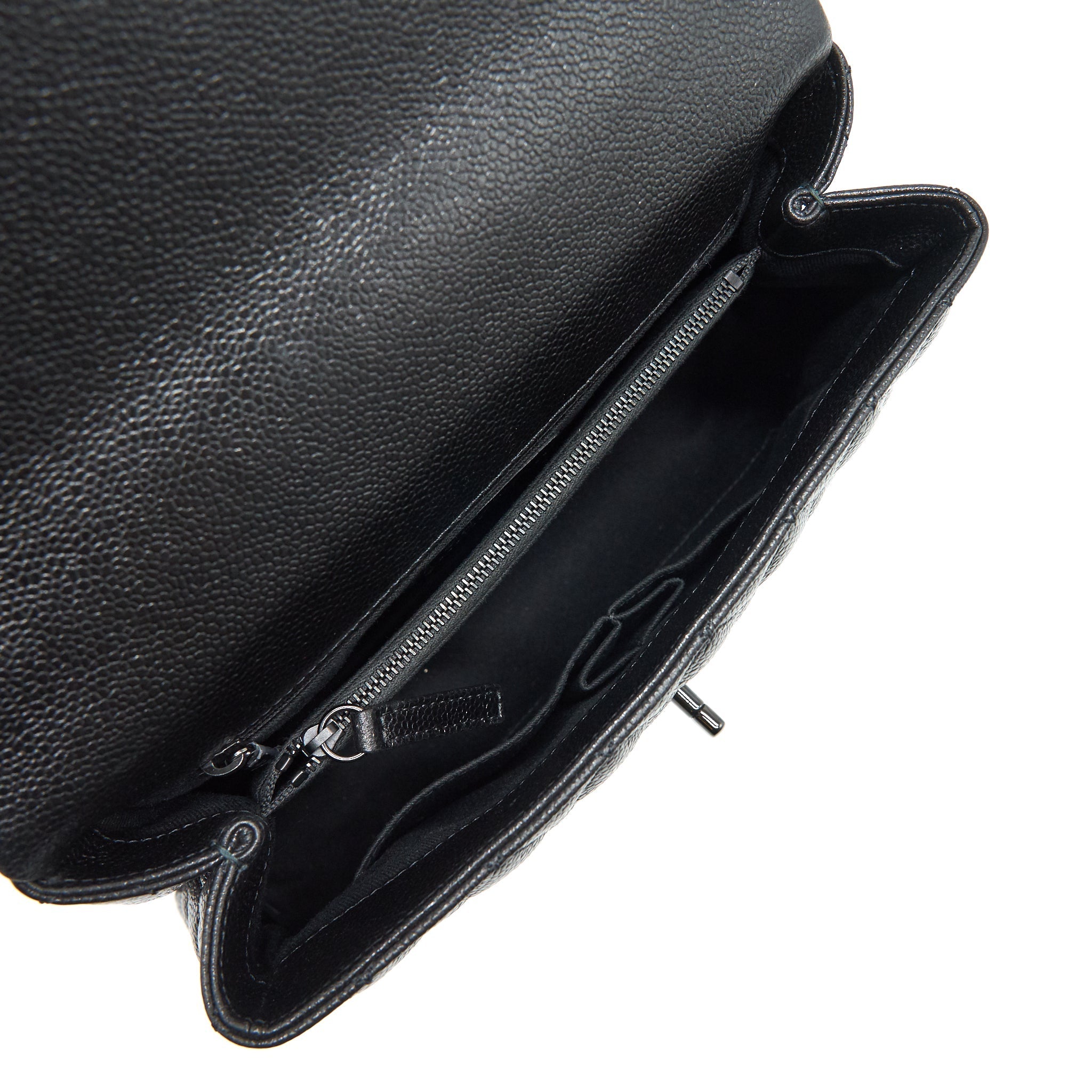 CHANEL COCO HANDLE SMALL FLAP BAG GRAINED CALFSKIN & BLACK METAL