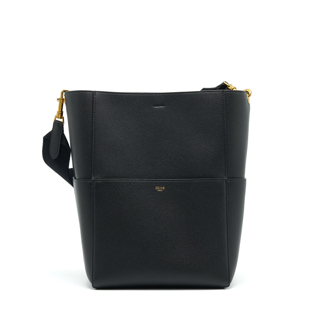 CELINE SANGLE BUCKET BAG BLACK WITH GHW