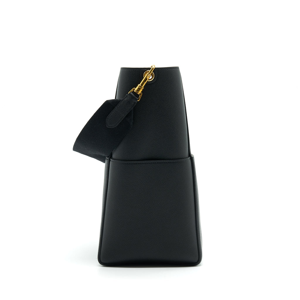 CELINE SANGLE BUCKET BAG BLACK WITH GHW