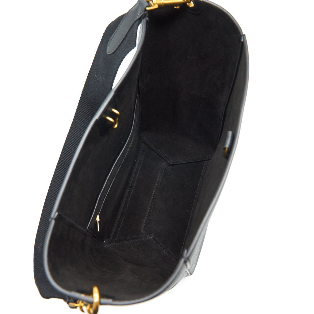 CELINE SANGLE BUCKET BAG BLACK WITH GHW