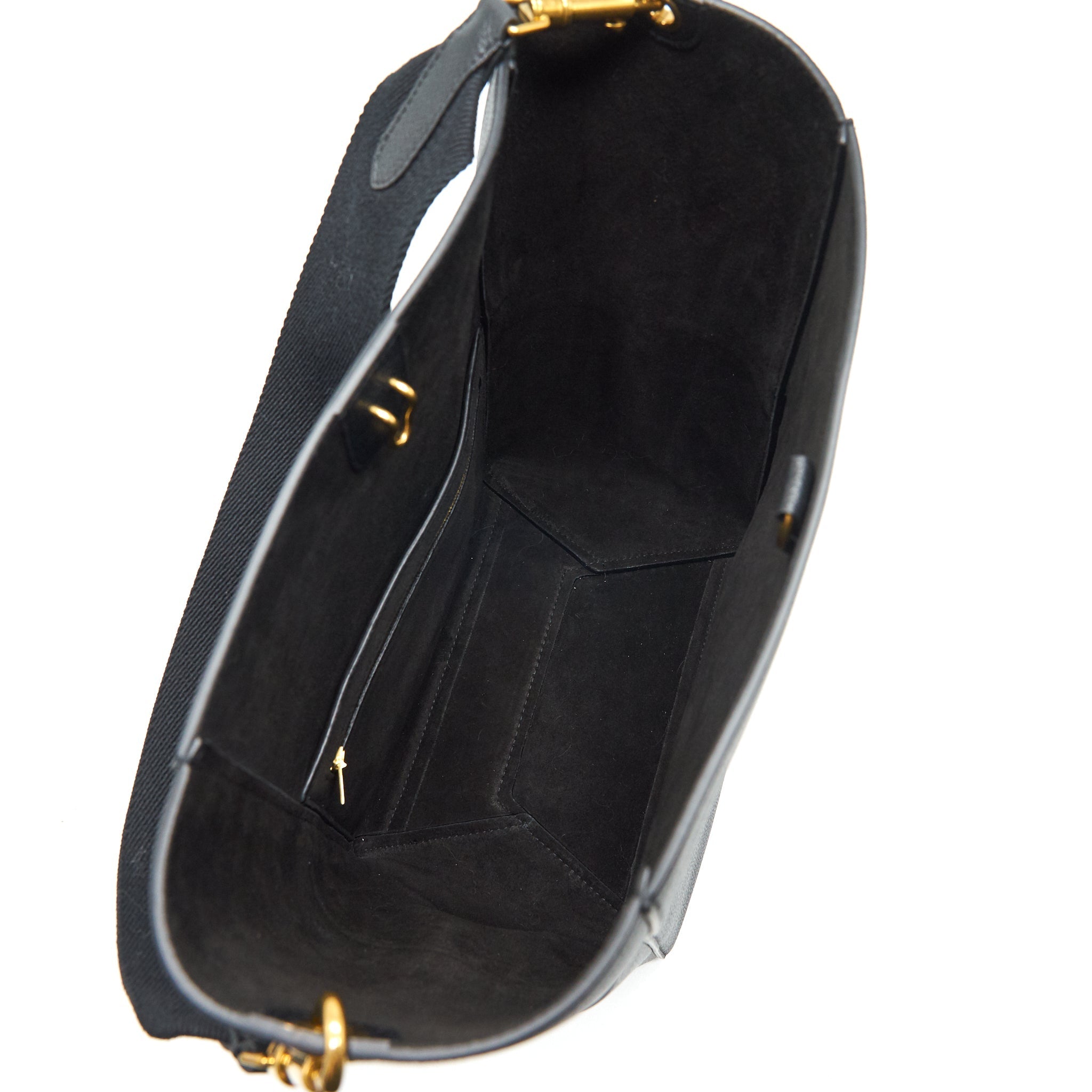 CELINE SANGLE BUCKET BAG BLACK WITH GHW