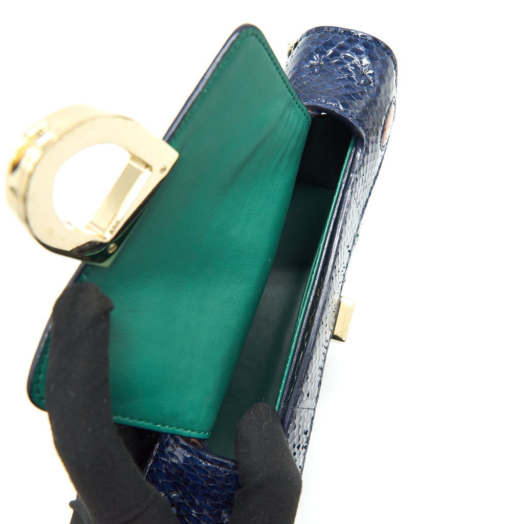CHRISTIAN DIOR PYTHON CLUTCH/ CROSSBODY BAG MULTI COLOUR