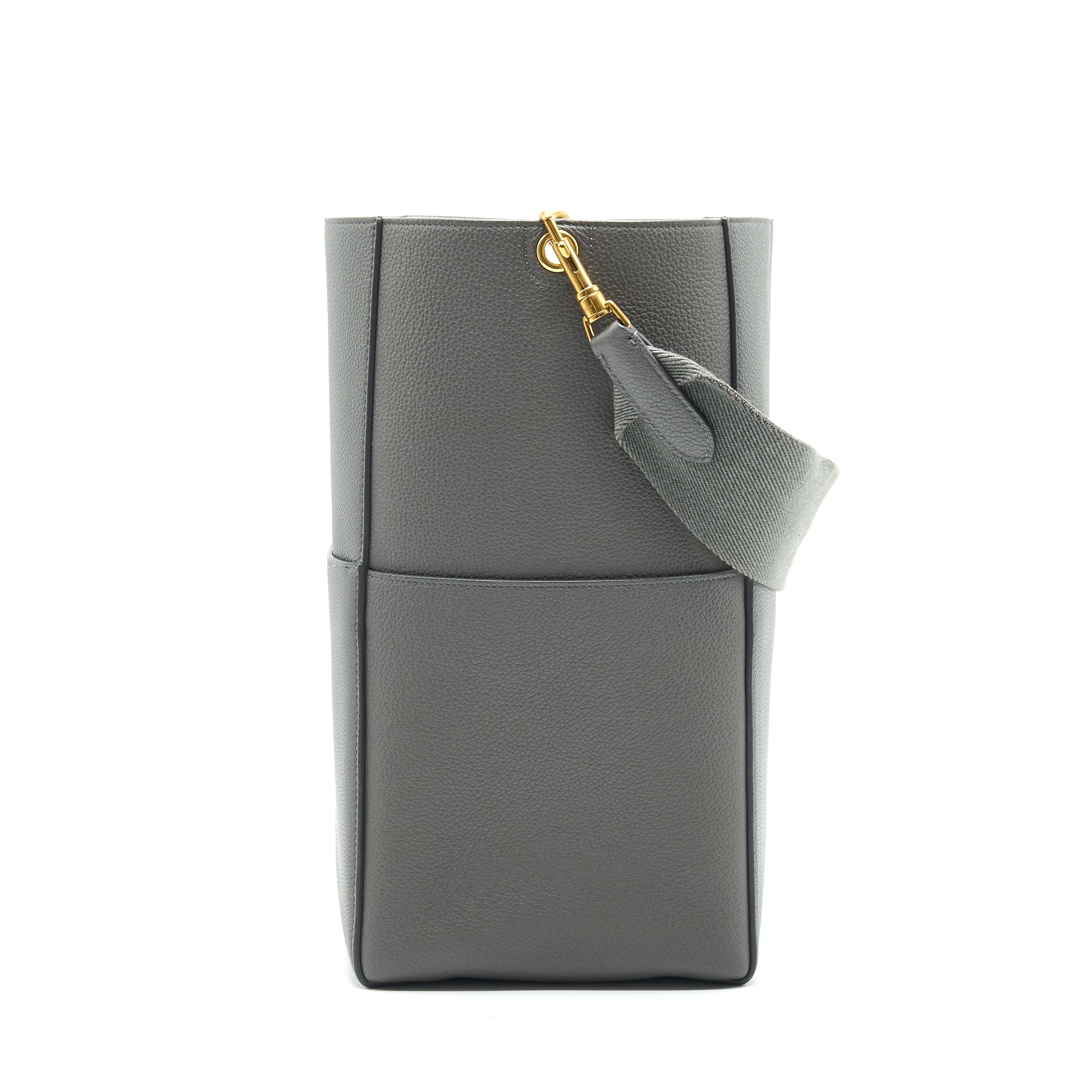 CELINE SANGLE BUCKET BAG DARK GREY WITH BLACK STITCHING