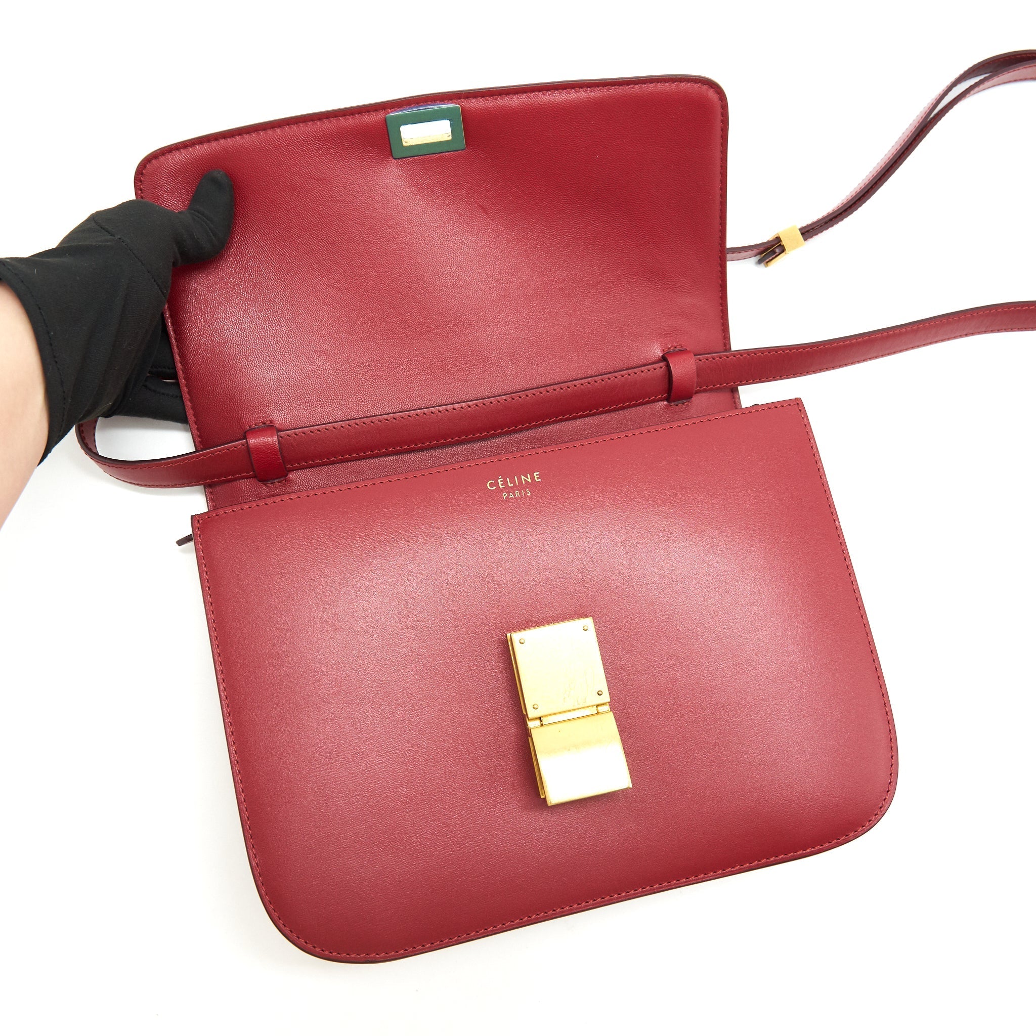 CELINE MEDIUM CLASSIC BOX BAG CALFSKIN RED