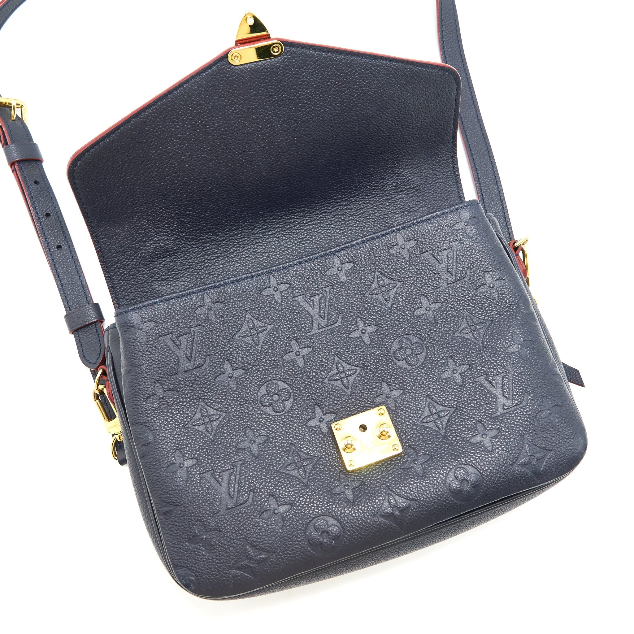 LOUIS VUITTON POCHETTE METIS MONOGRAM EMPREINTE LEATHER MARINE ROUGE