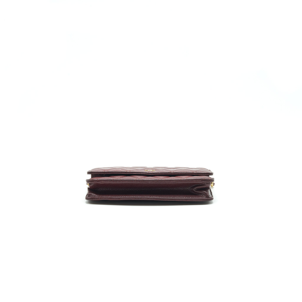CHANEL BURGUNDY WALLET ON CHAIN CAVIAR GHW