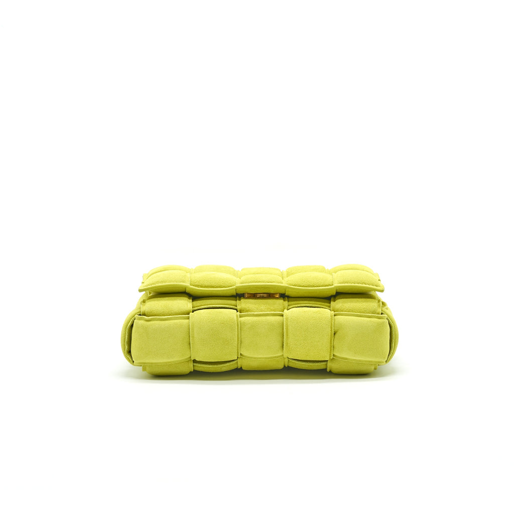 BOTTEGA VENETA CASSETTE PADDED SUEDE MESSAGER BAG GREEN