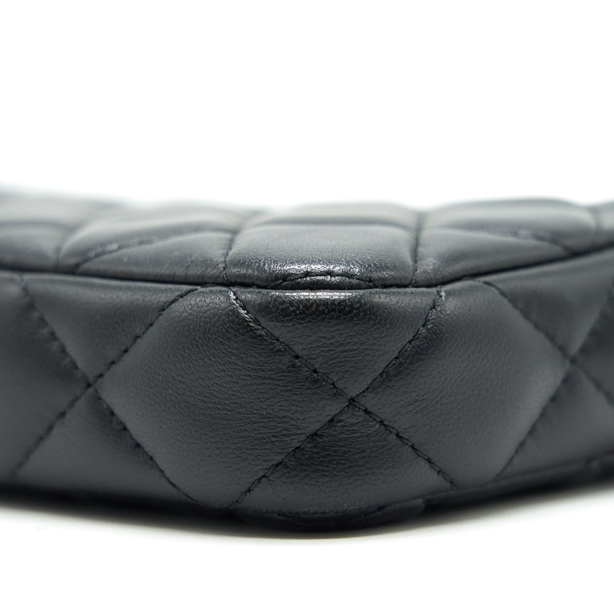 CHANEL DOUBLE ZIP CLUTCH WITH CHAIN LAMBSKIN BLACK SHW