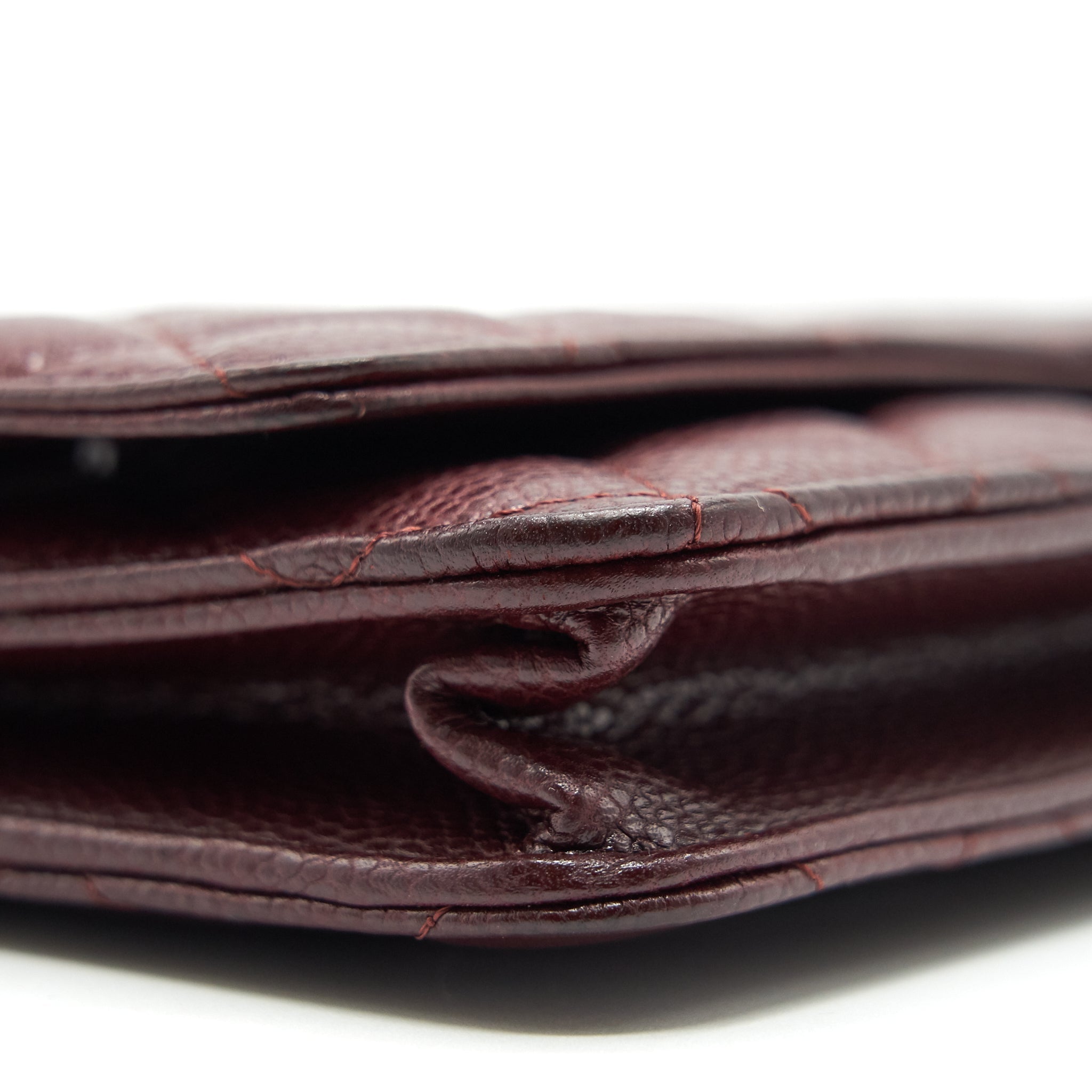 CHANEL BURGUNDY WALLET ON CHAIN CAVIAR GHW