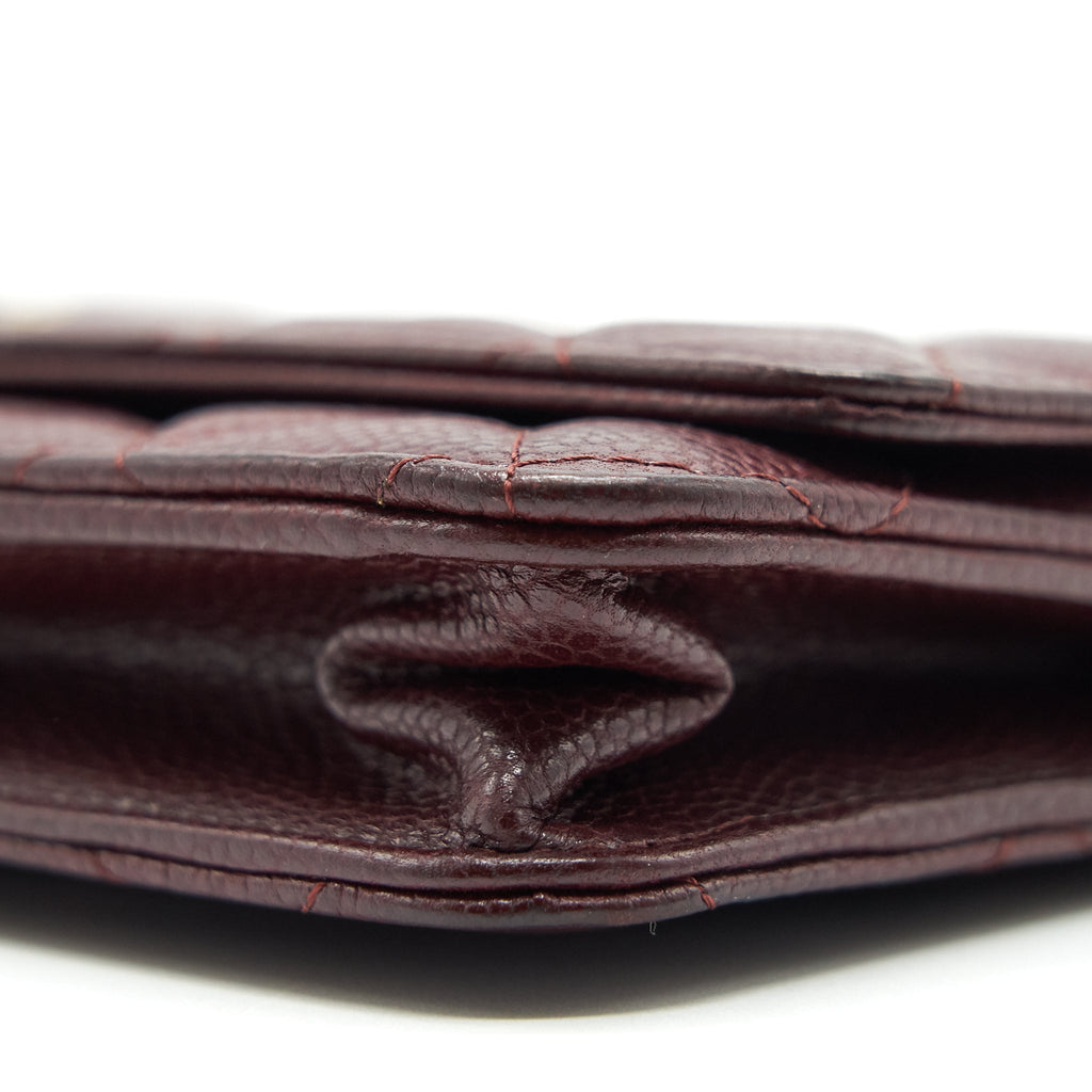 CHANEL BURGUNDY WALLET ON CHAIN CAVIAR GHW