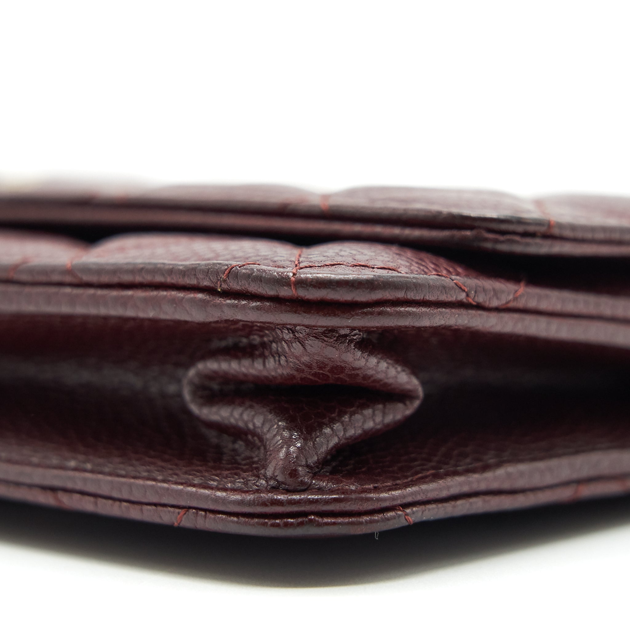 CHANEL BURGUNDY WALLET ON CHAIN CAVIAR GHW