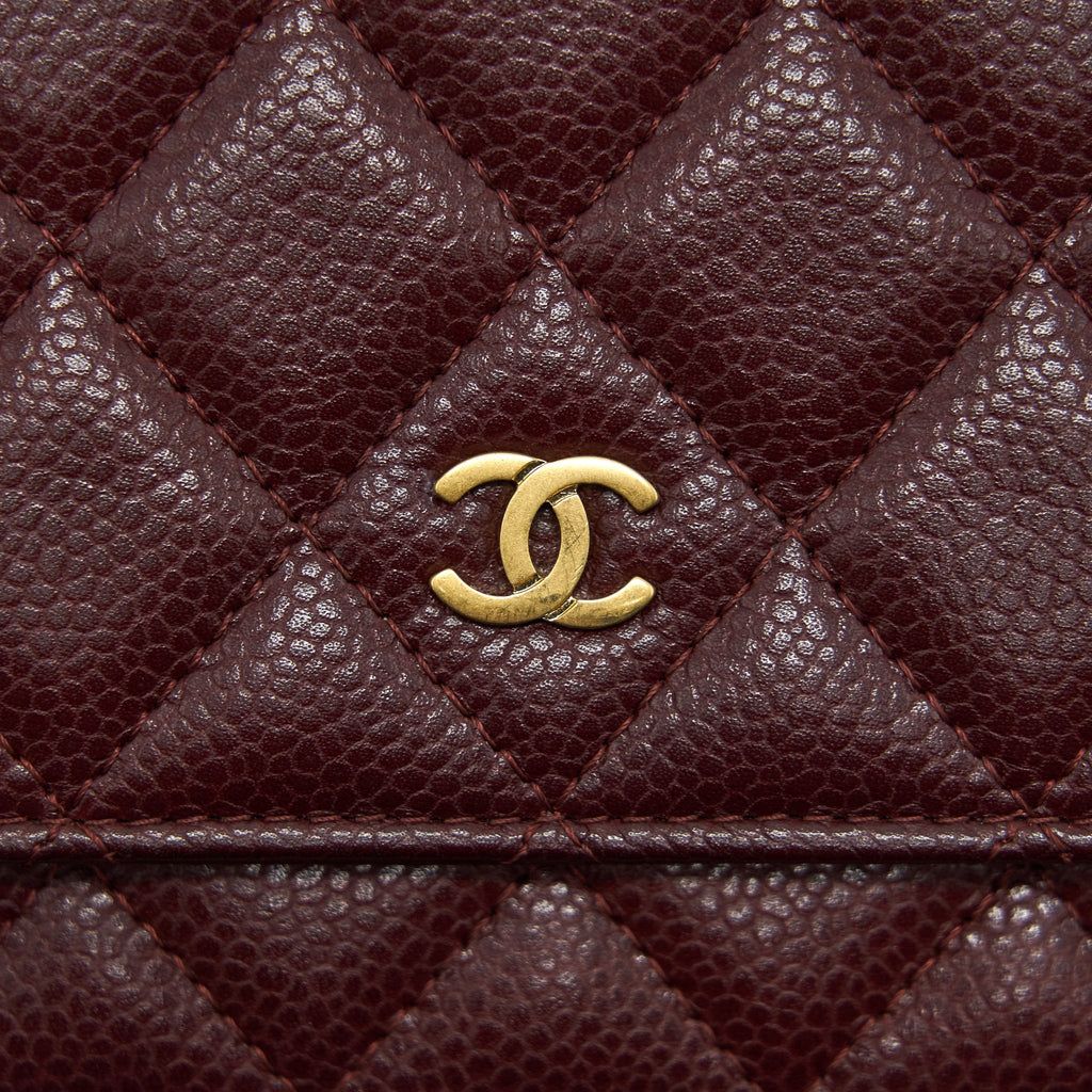 CHANEL BURGUNDY WALLET ON CHAIN CAVIAR GHW