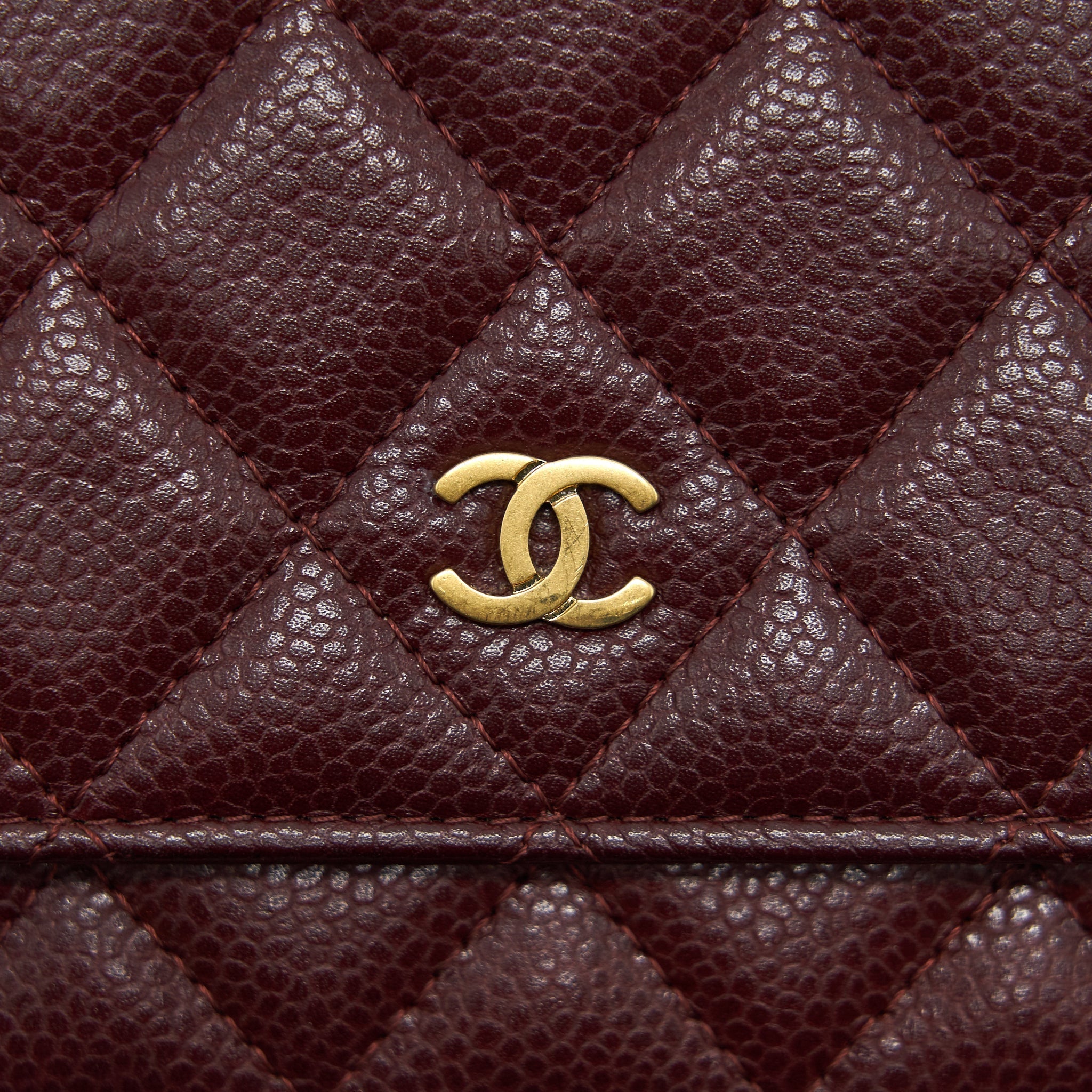 CHANEL BURGUNDY WALLET ON CHAIN CAVIAR GHW