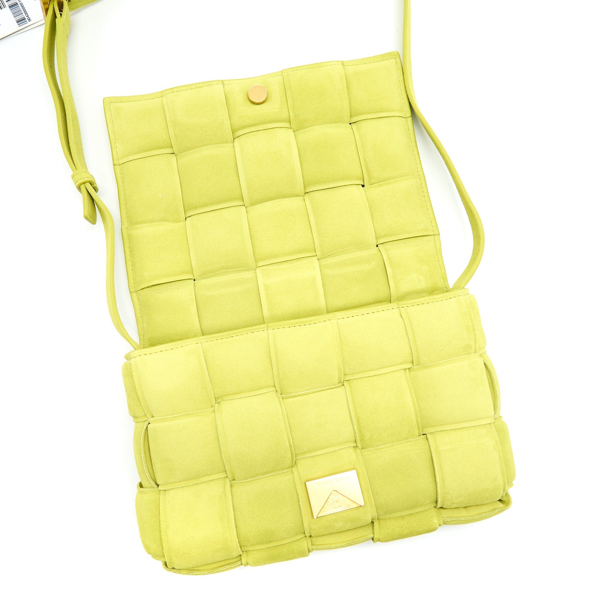 BOTTEGA VENETA CASSETTE PADDED SUEDE MESSAGER BAG GREEN