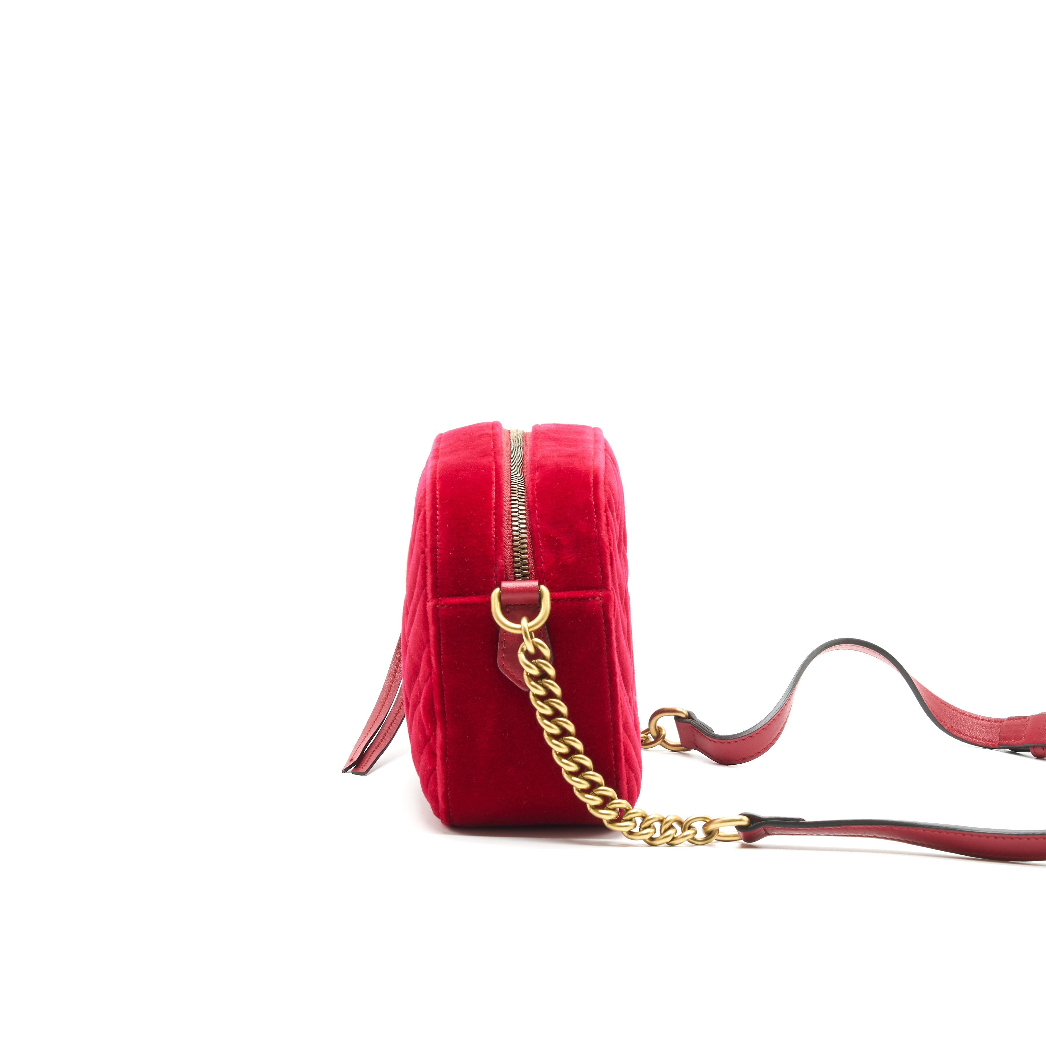 GUCCI MARMONT VALVET CAMERA BAG RED