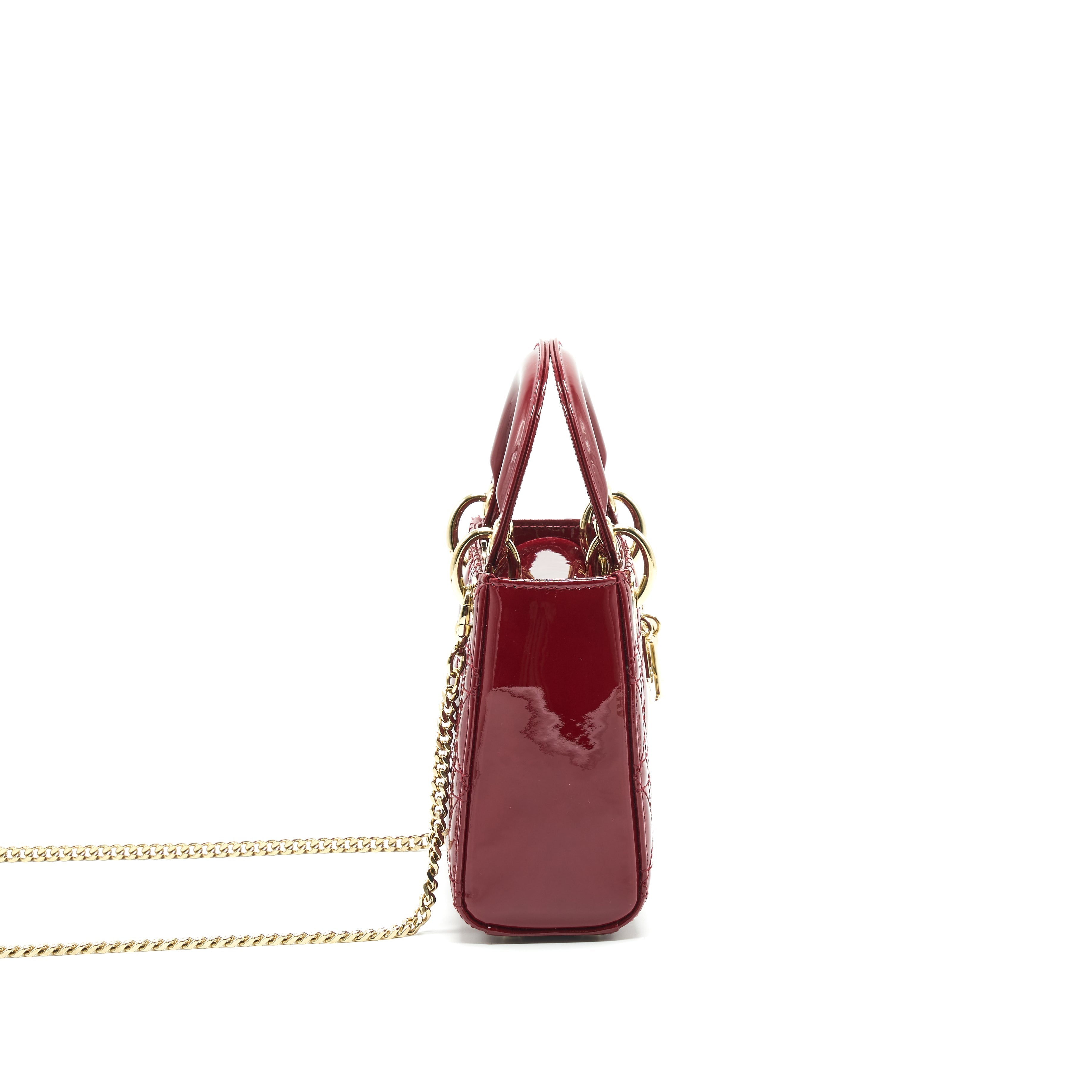 DIOR MINI LADY DIOR PATENT LEATHER RED
