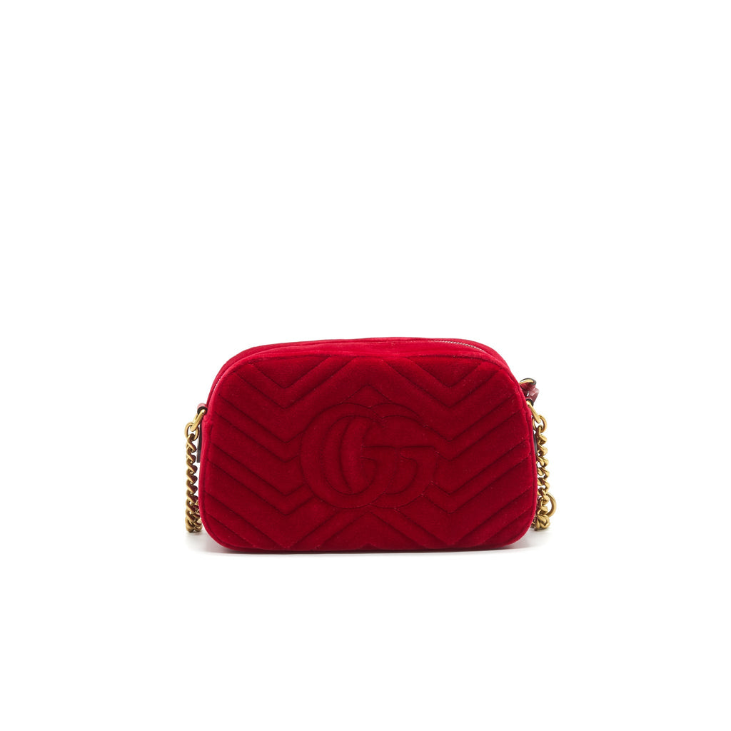 GUCCI MARMONT VALVET CAMERA BAG RED GHW