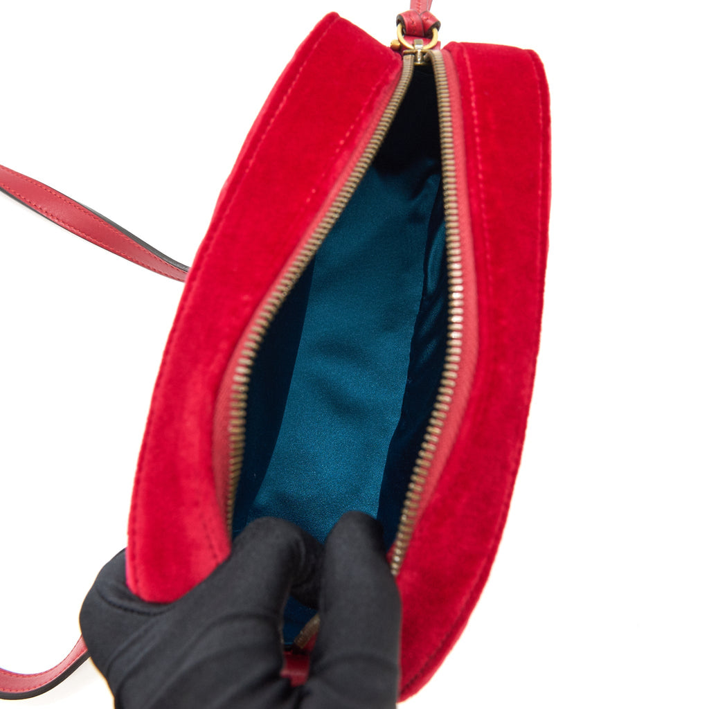 GUCCI MARMONT VALVET CAMERA BAG RED