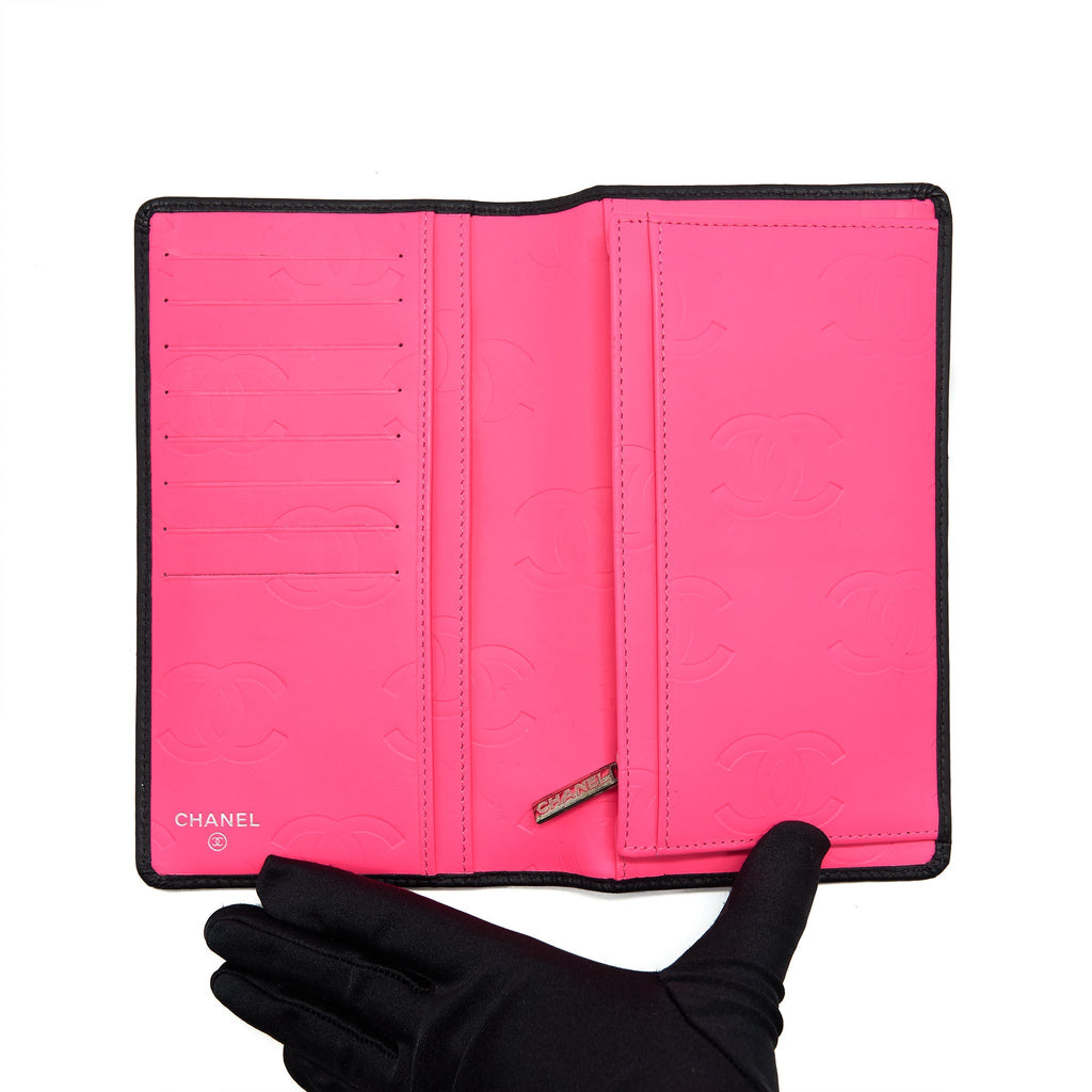 CHANEL CAMBON LINE BIFOLD LONG WALLET BLACK