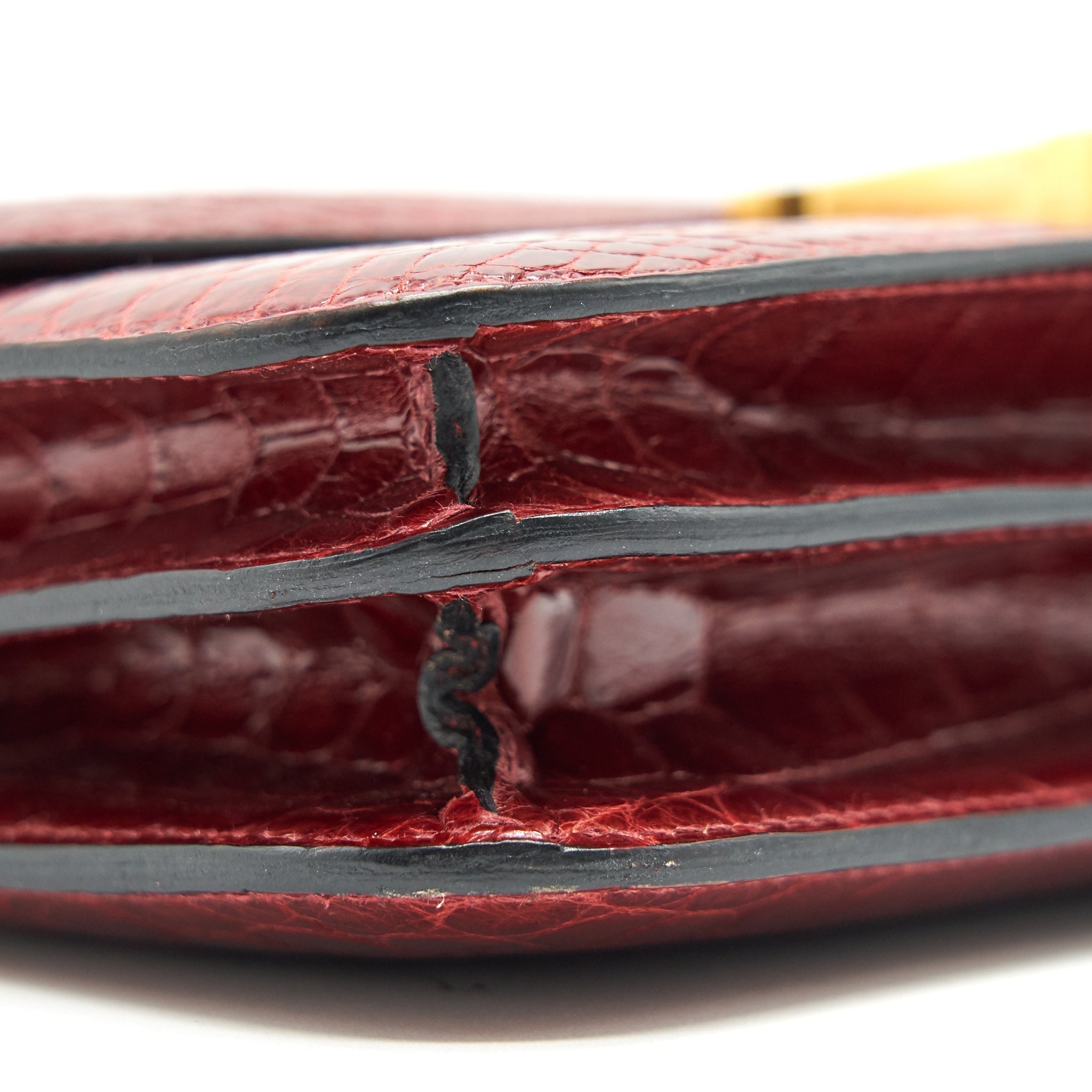 HERMES CONSTANCE ELAN ALLIGATOR BURGUNDY LIZARD GOLD HARDWARE