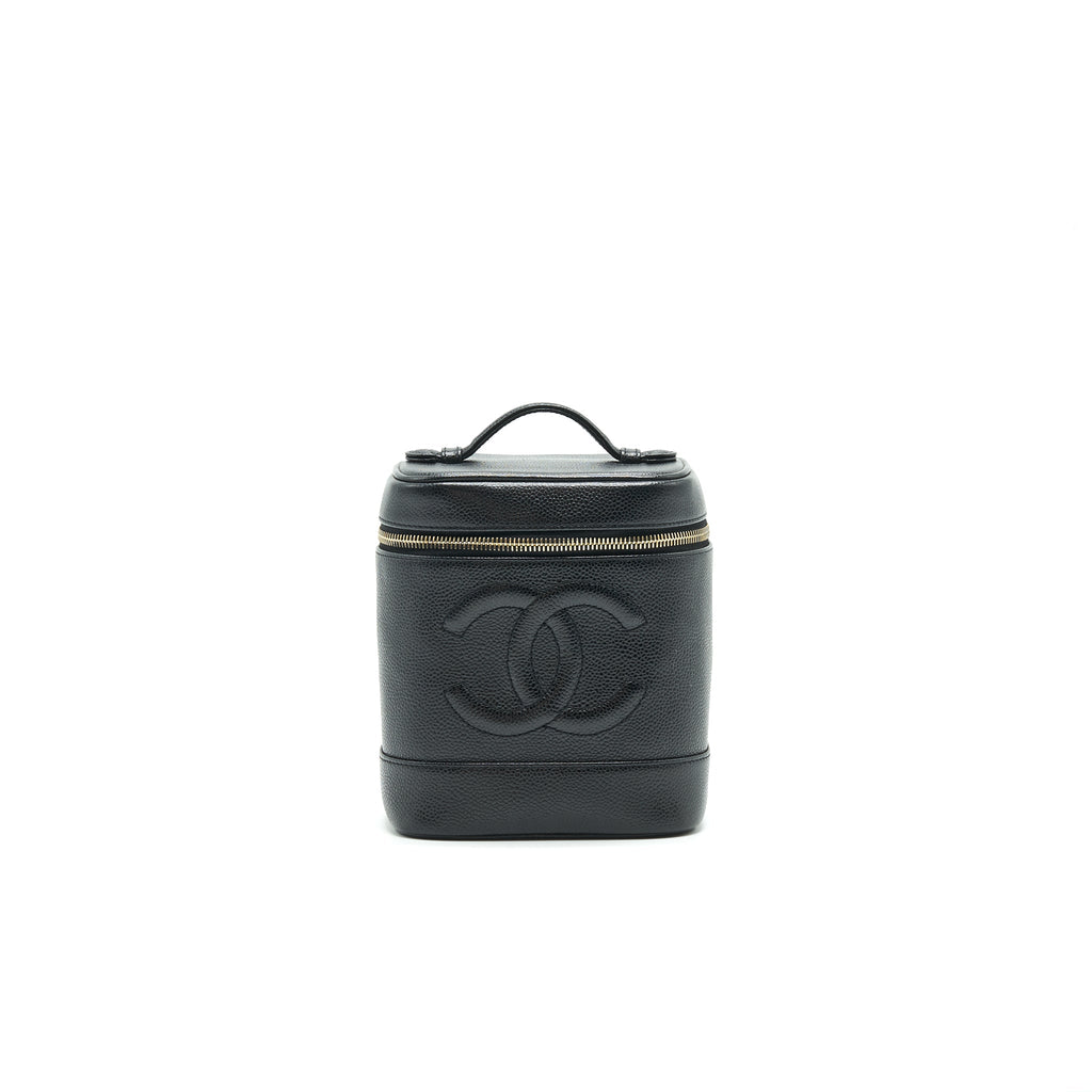 CHANEL VINTAGE VANITY CASE CAVIAR BLACK GHW