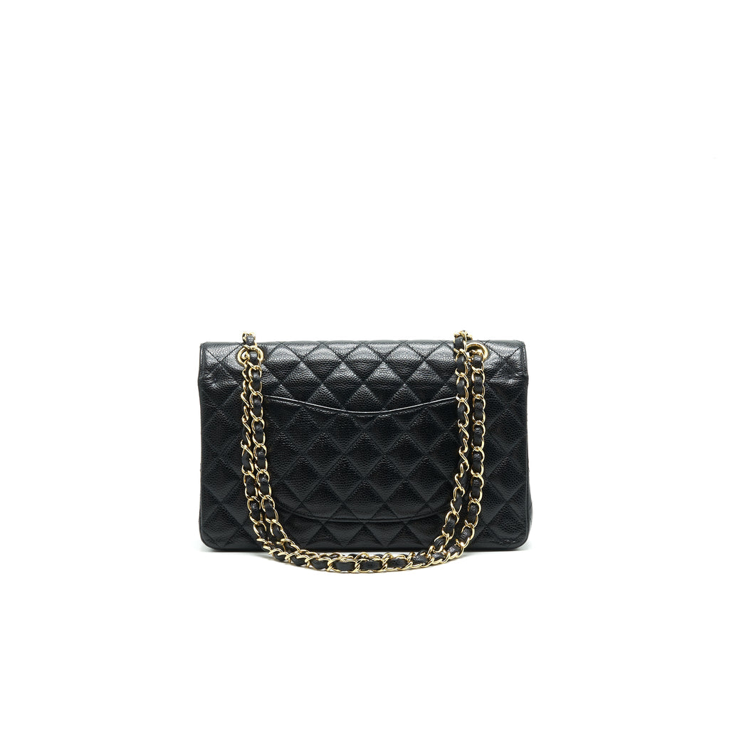 CHANEL MEDIUM CLASSIC DOUBLE FLAP BAG CAVIAR BLACK GHW SERIAL16