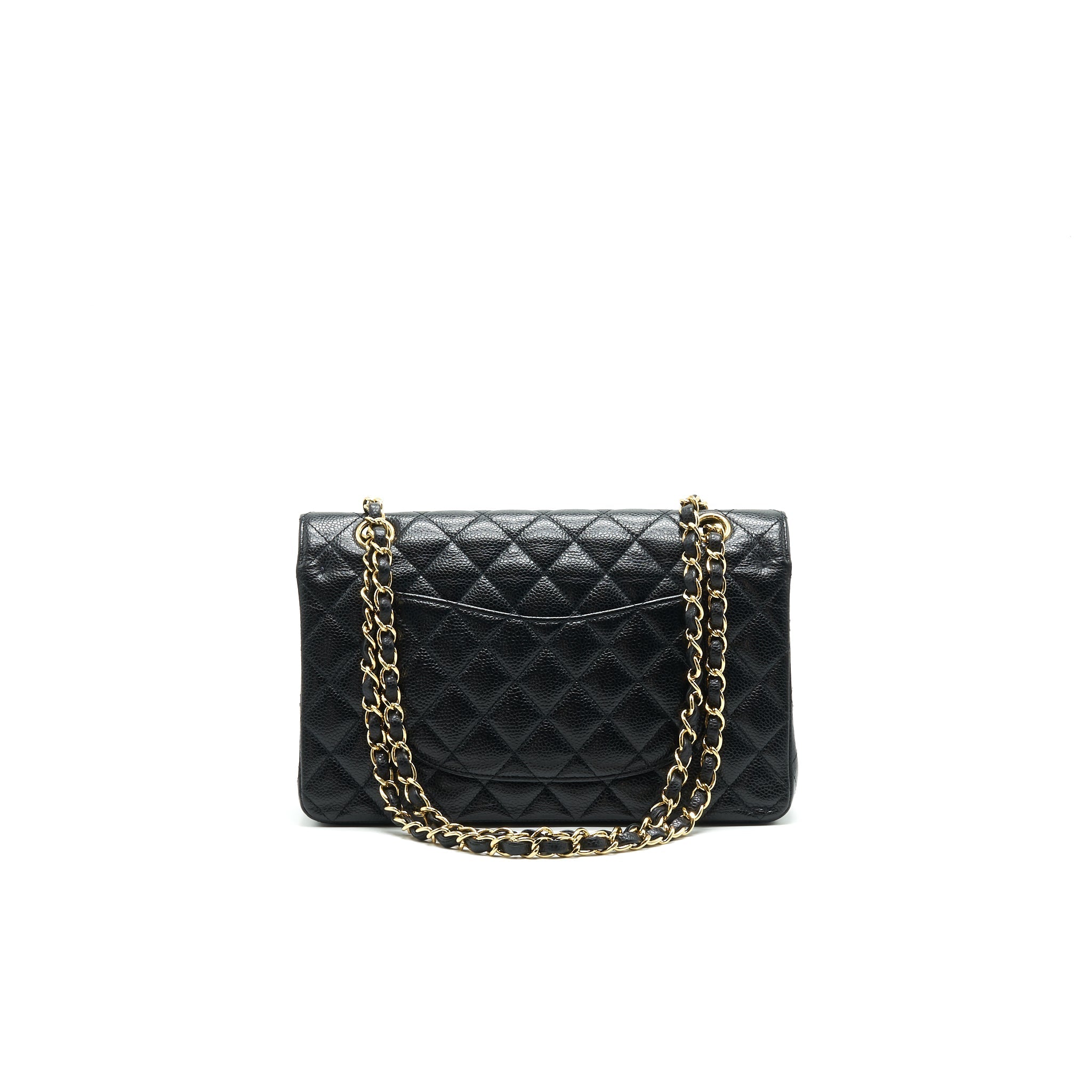 CHANEL MEDIUM CLASSIC DOUBLE FLAP BAG CAVIAR BLACK GHW SERIAL16