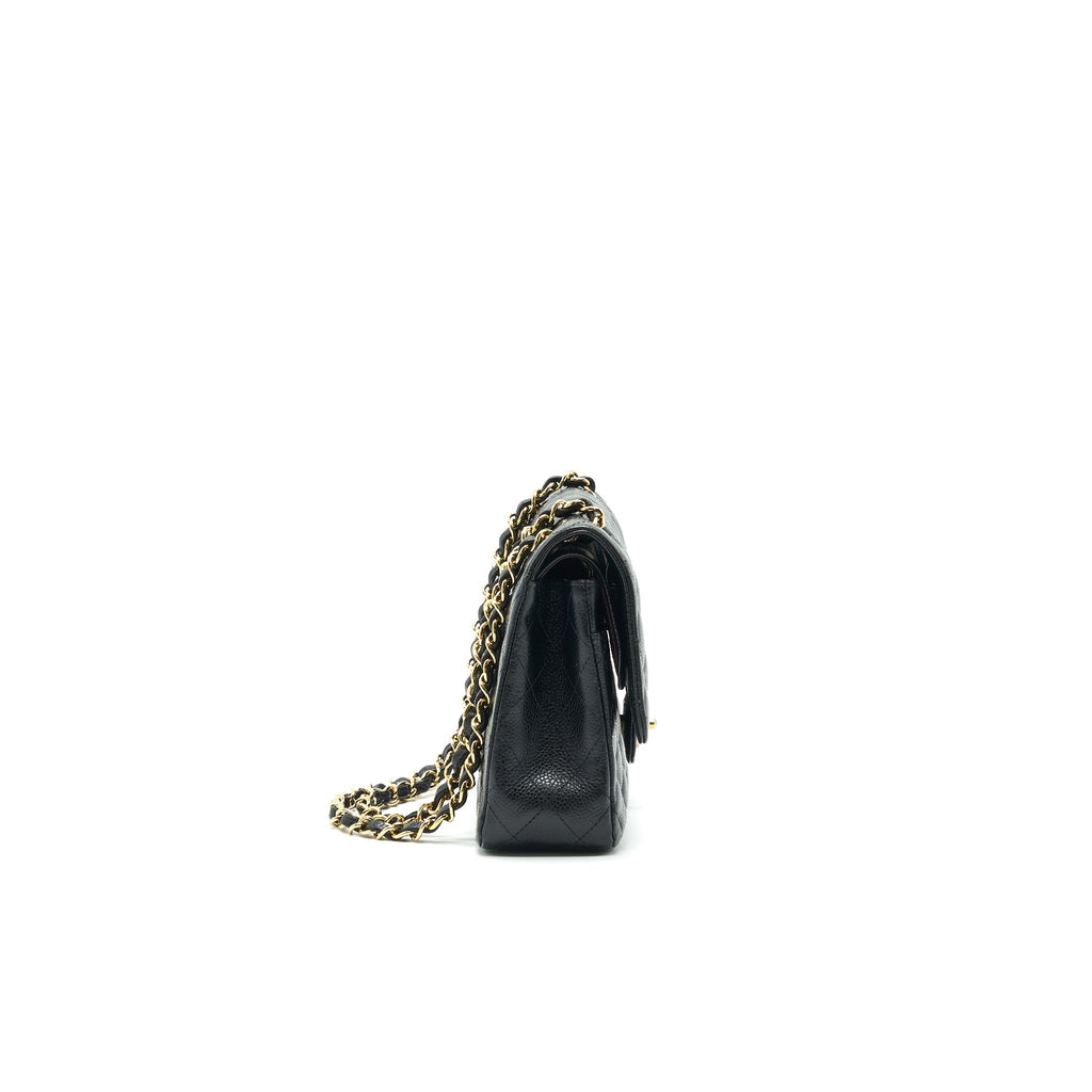 CHANEL MEDIUM CLASSIC DOUBLE FLAP BAG CAVIAR BLACK GHW SERIAL16