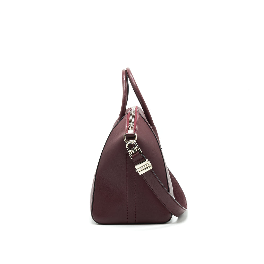 GIVENCHY ANTIGONA MEDIUM BURGUNDY TRAINED LEATHER HANDBAG