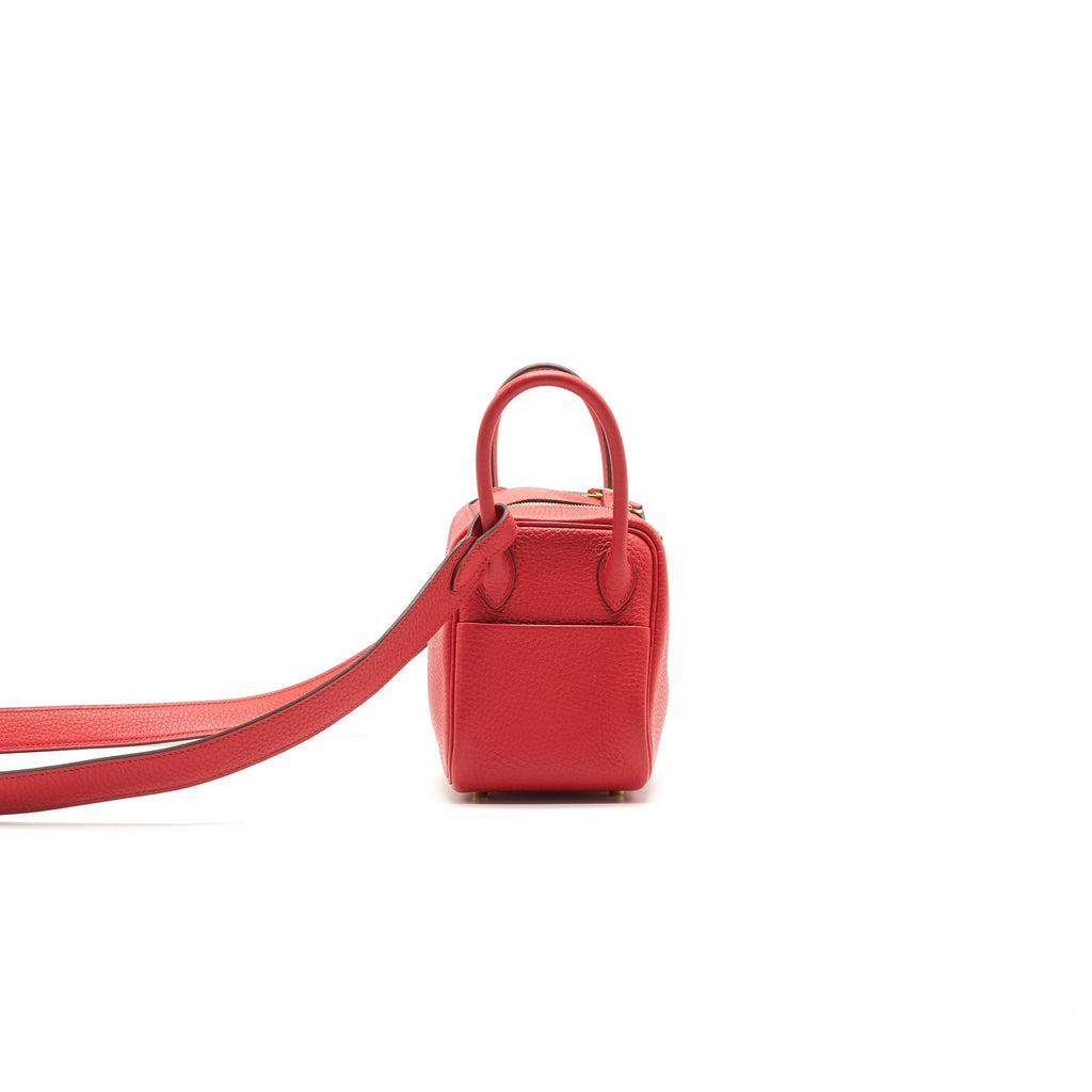 HERMES MINI LINDY ROUGE TOMATE GHW