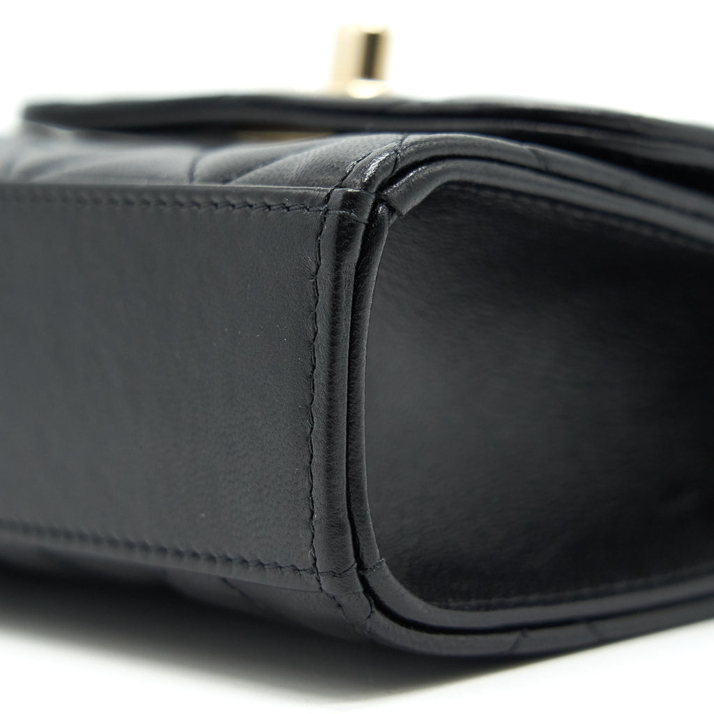CHANEL LAMBSKIN QUILTED MINI TRENDY CC CHAIN WALLET BLACK