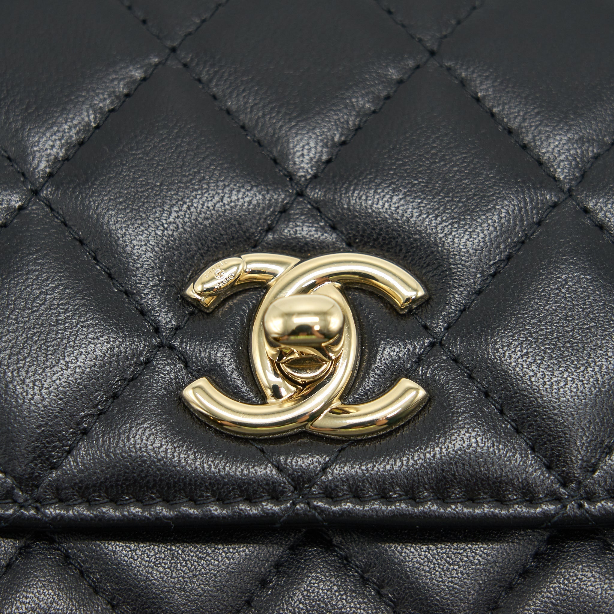 CHANEL LAMBSKIN QUILTED MINI TRENDY CC CHAIN WALLET BLACK