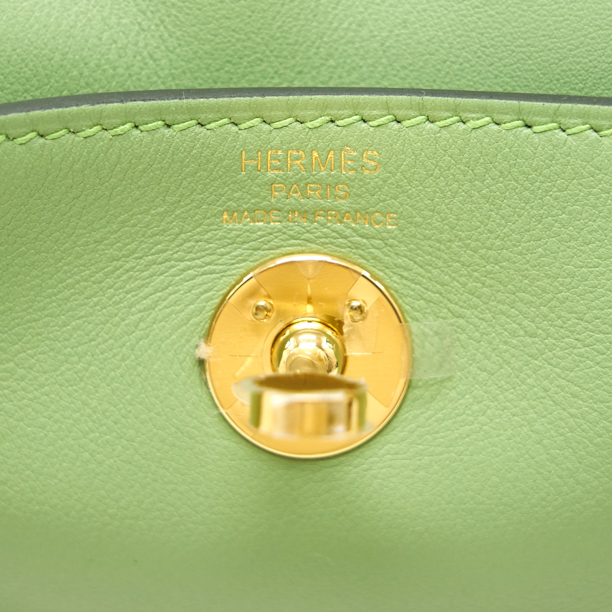 HERMES MINI LINDY 3I VERT CRIQUET GHW