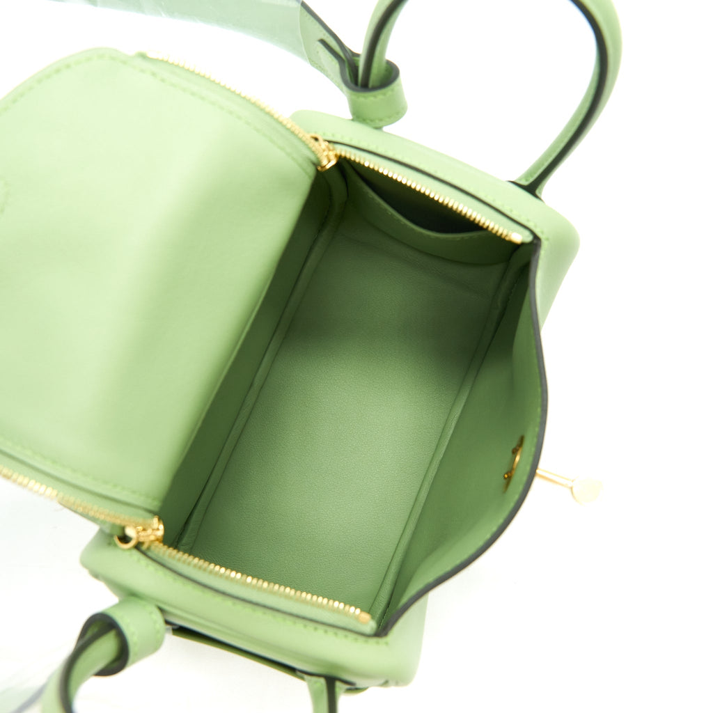 HERMES MINI LINDY 3I VERT CRIQUET GHW