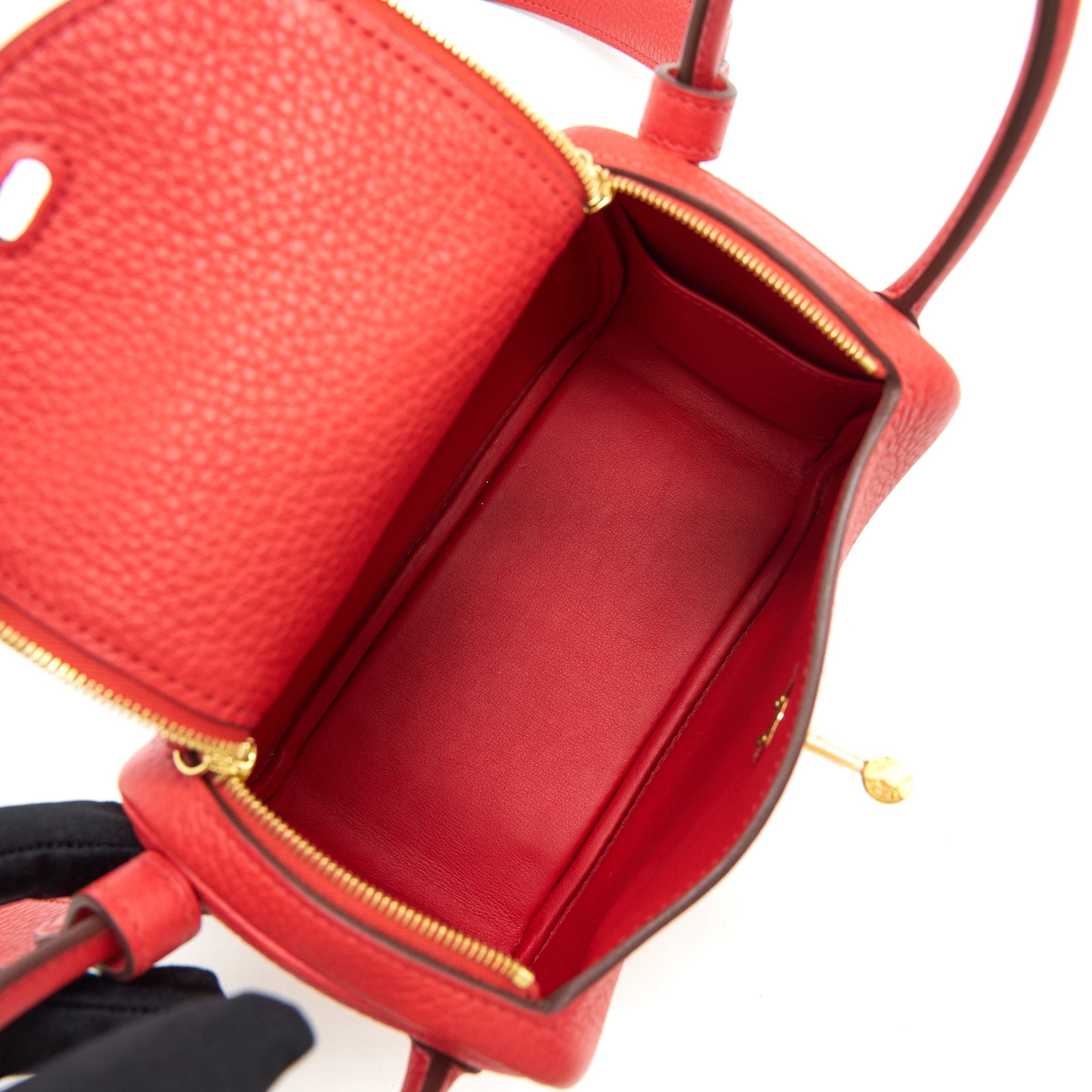 HERMES MINI LINDY ROUGE TOMATE GHW