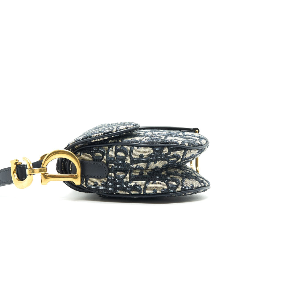 DIOR MINI SADDLE BAG BLUE OBLIQUE JACQUARD