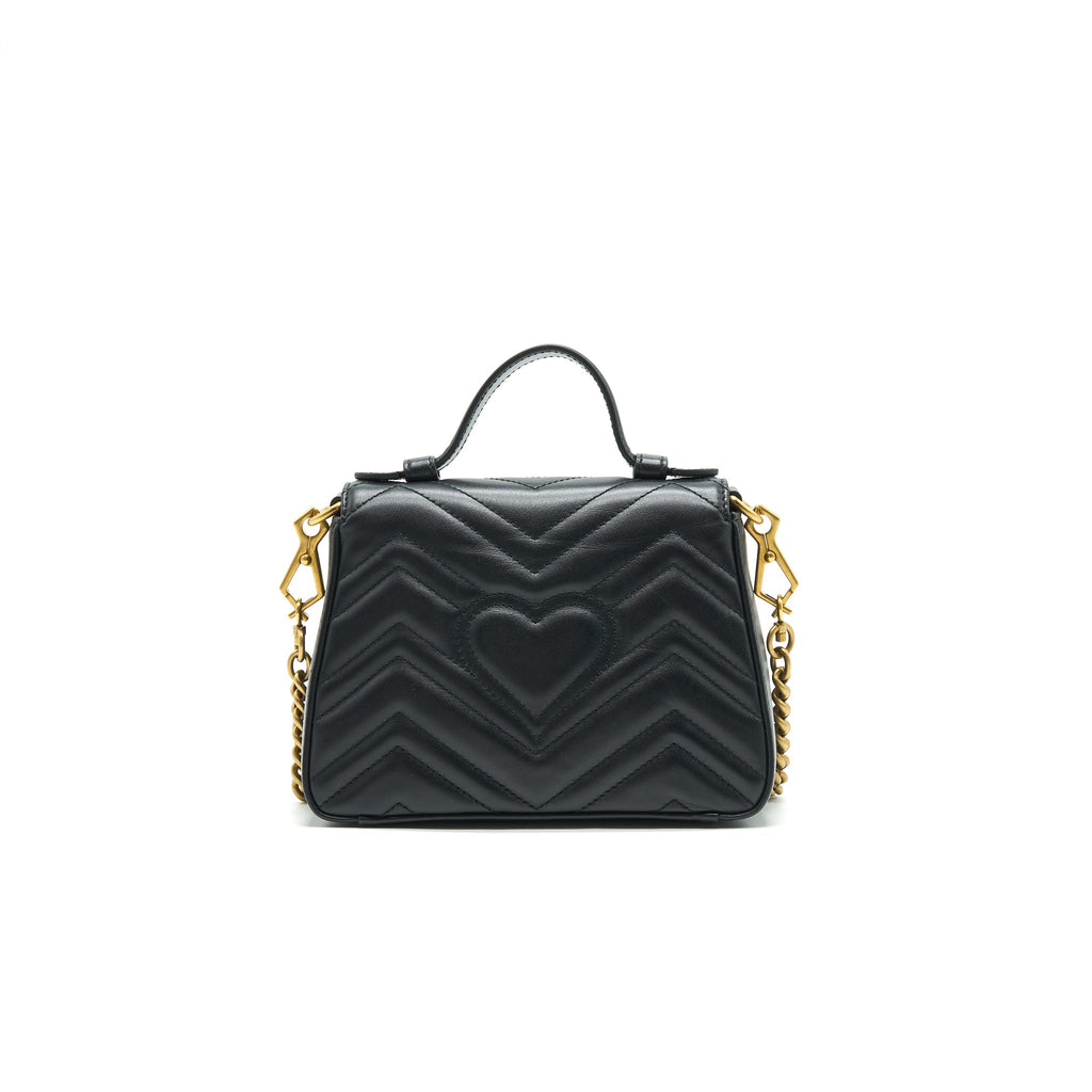 GUCCI GG MARMONT MINI TOP HANDLE BAG BLACK