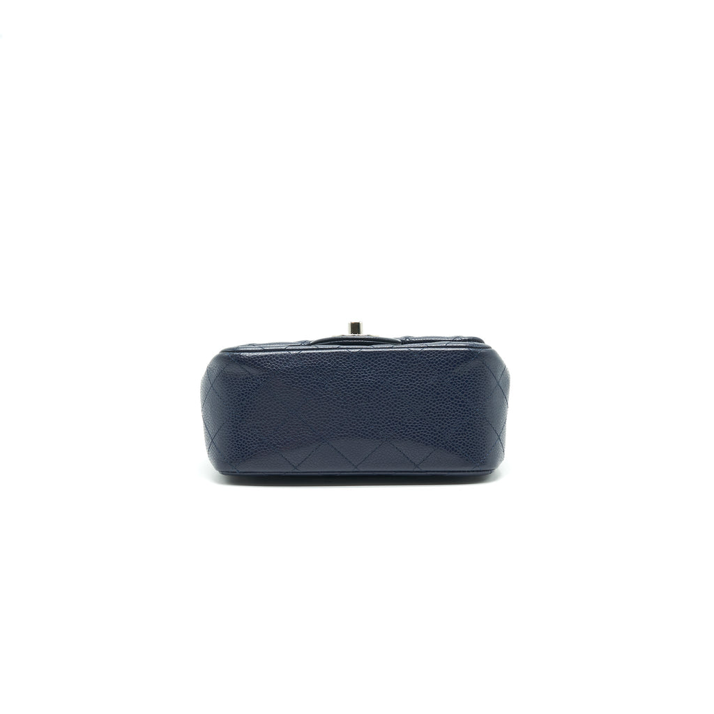 CHANEL MINI SQUARE CAVIAR NAVY SHW SERIAL 18