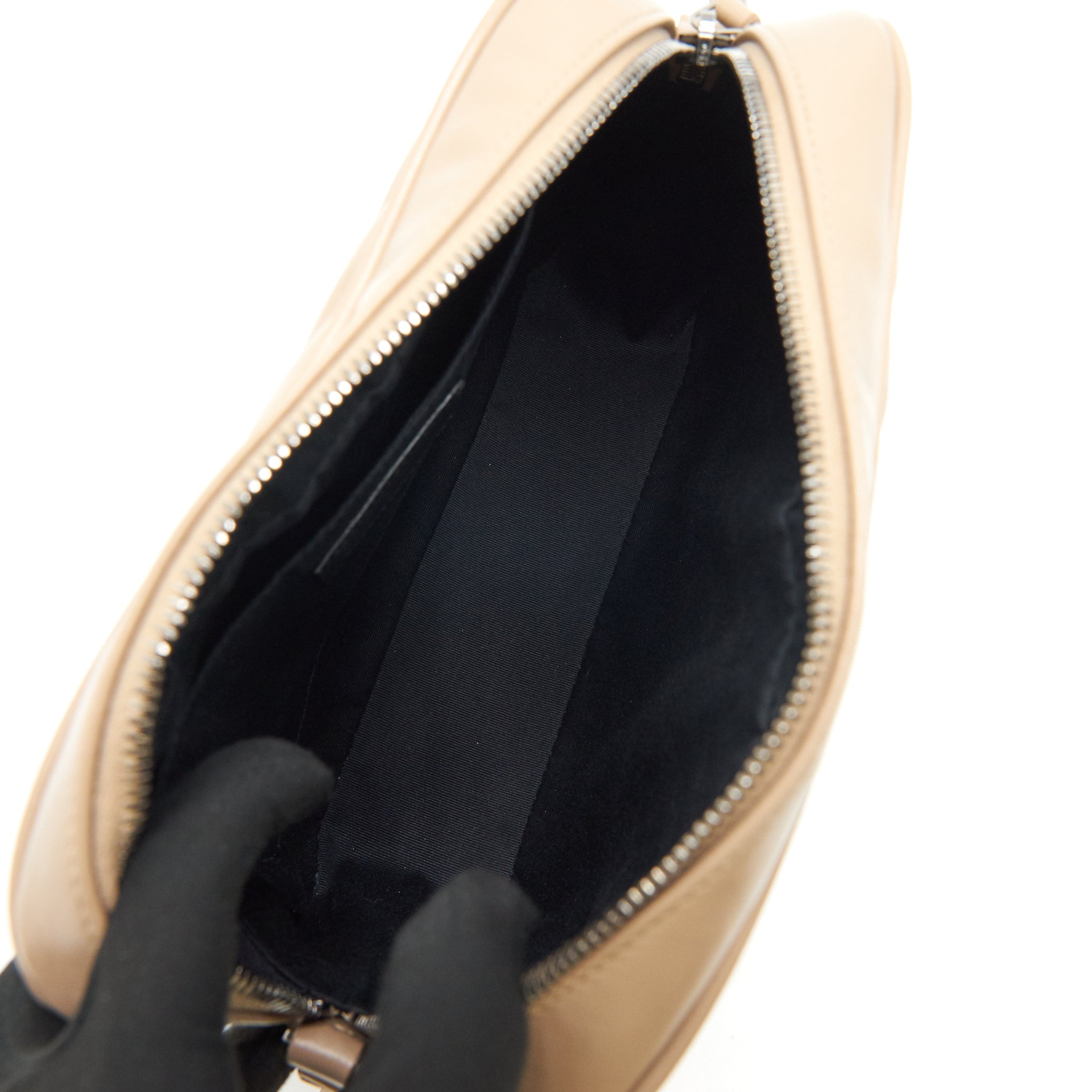 SAINT LAURENT LOU CAMERA LEATHER CROSSBODY BAG BEIGE