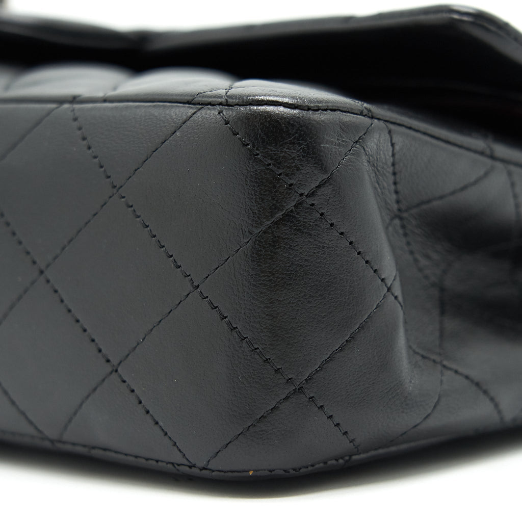 CHANEL CLASSIC DOUBLE FLAP LAMBSKIN BLACK SHW SERIAL 13