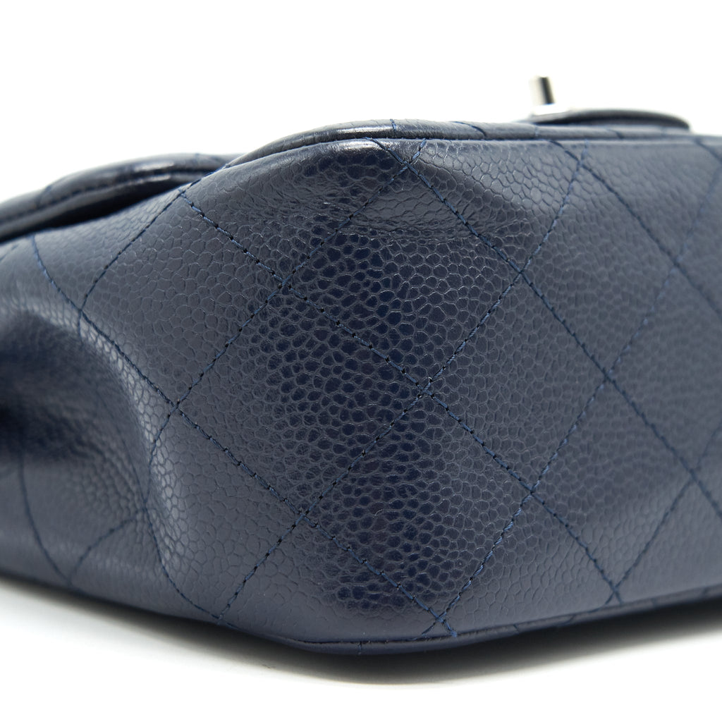 CHANEL MINI SQUARE CAVIAR NAVY SHW SERIAL 18