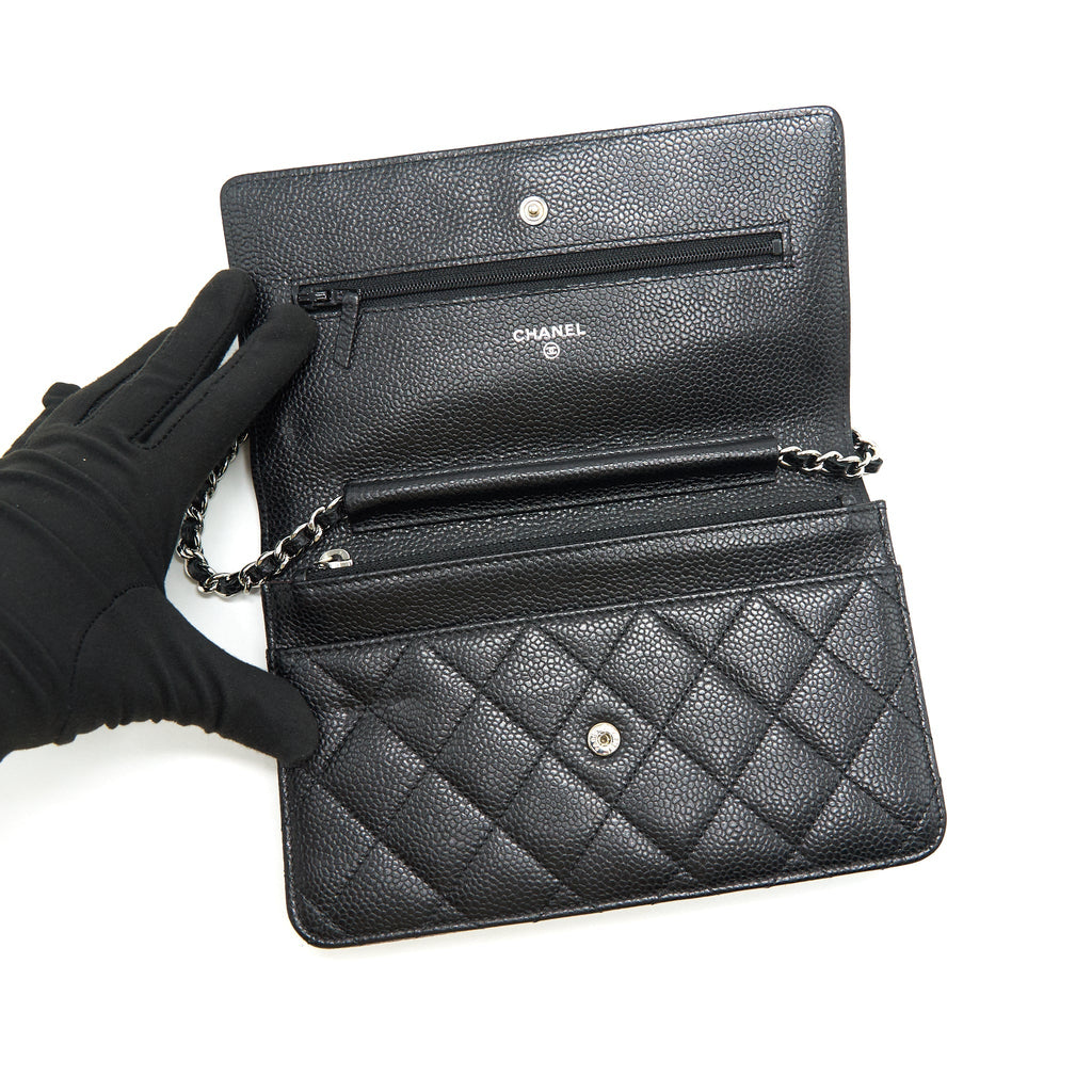 CHANEL CAVIAR WALLET ON CHAIN BLACK SHW