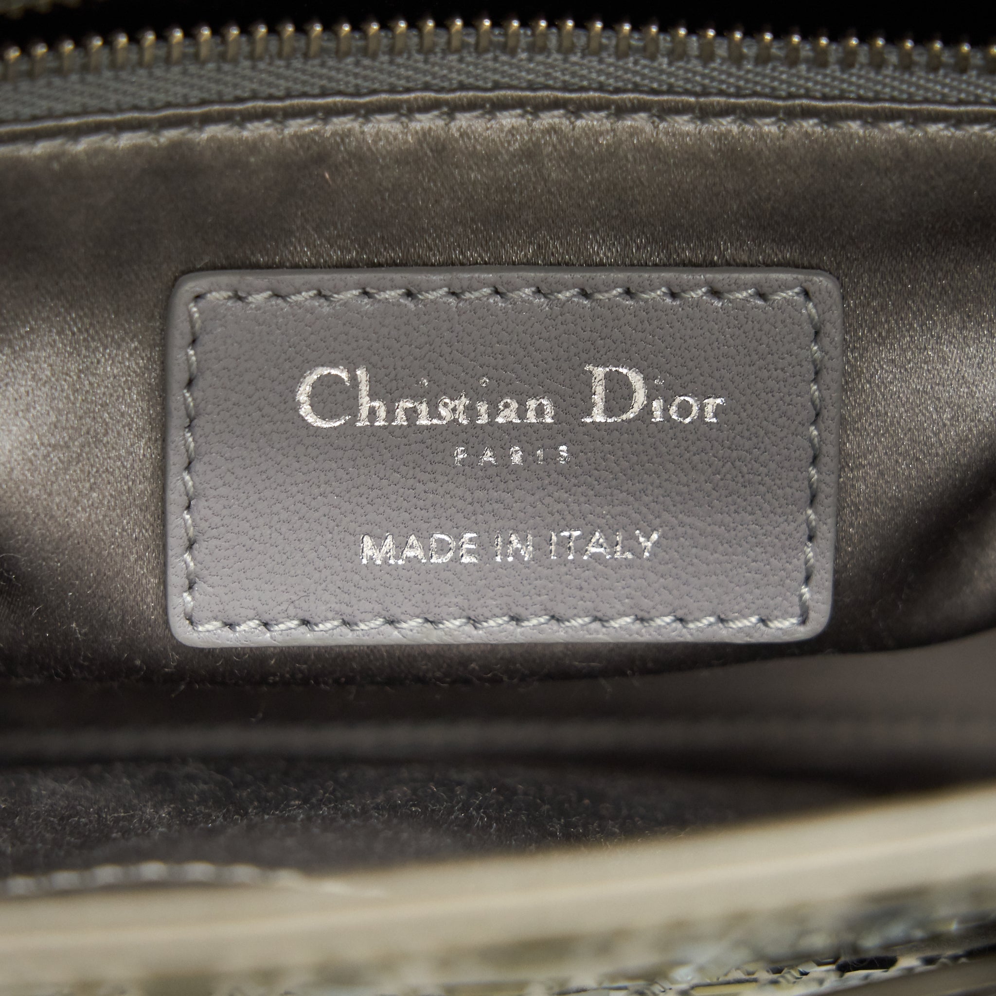 CHRISTIAN DIOR SATIN CRYSTAL CANNAGE MINI LADY DIOR GRAY