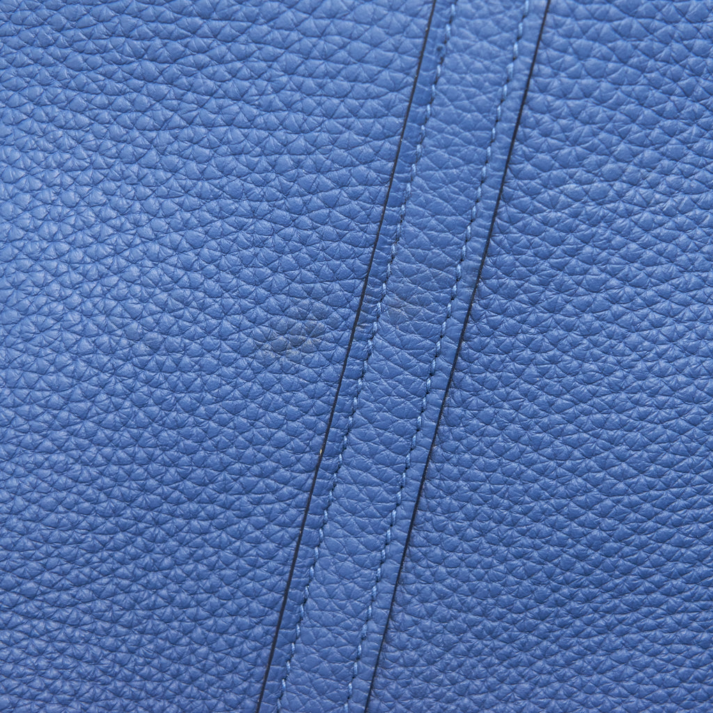 HERMES PICOTIN 22 BLUE WITH ORANGE HANDLE